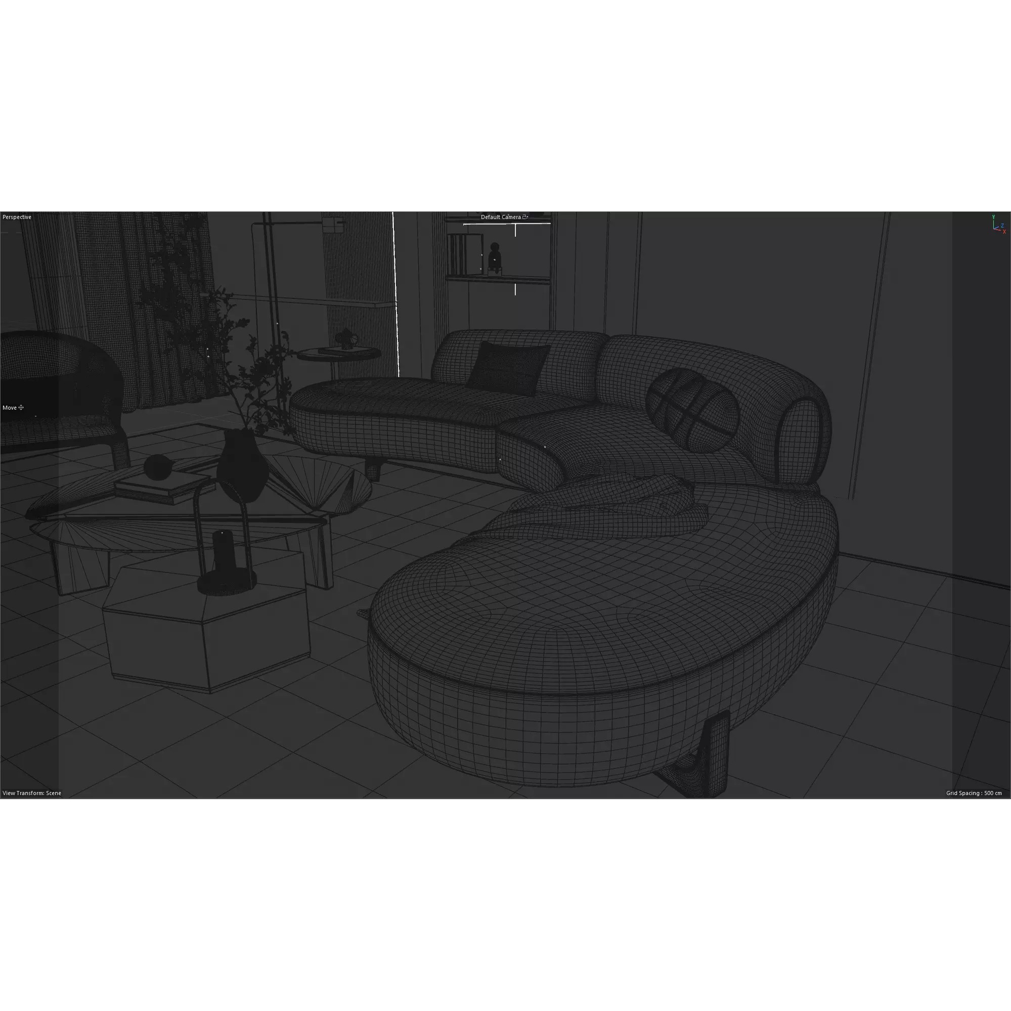 Modern Minimalist Living Room Interior Scene - 3D Model - View 11