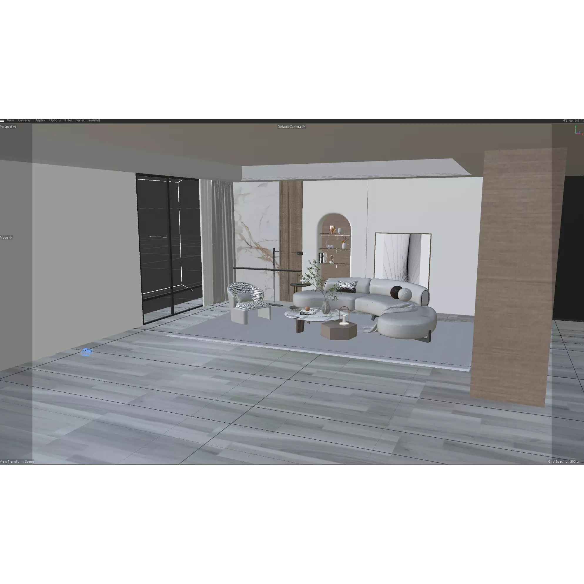 Modern Minimalist Living Room Interior Scene - 3D Model - View 12