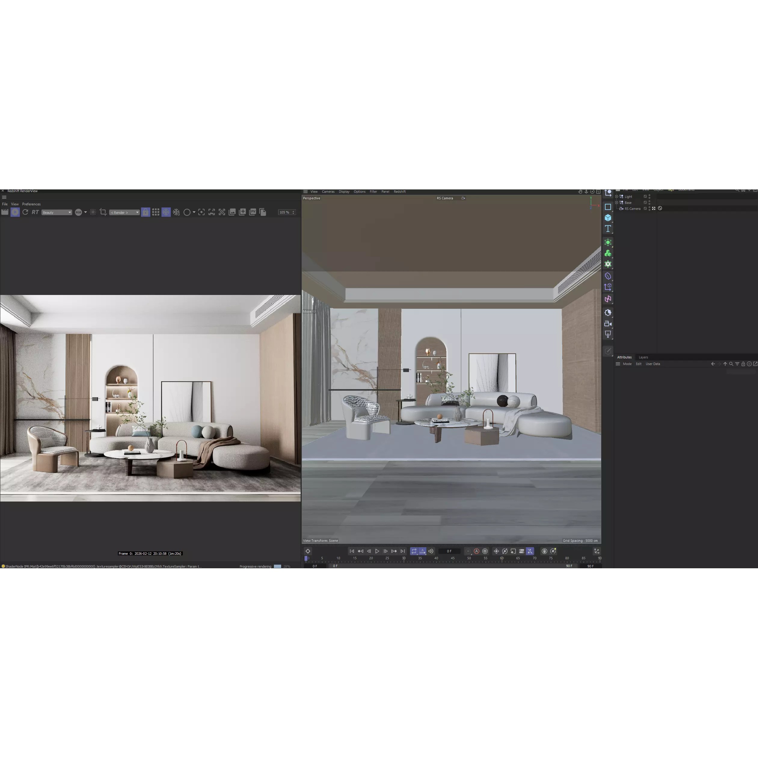 Modern Minimalist Living Room Interior Scene - 3D Model - View 3