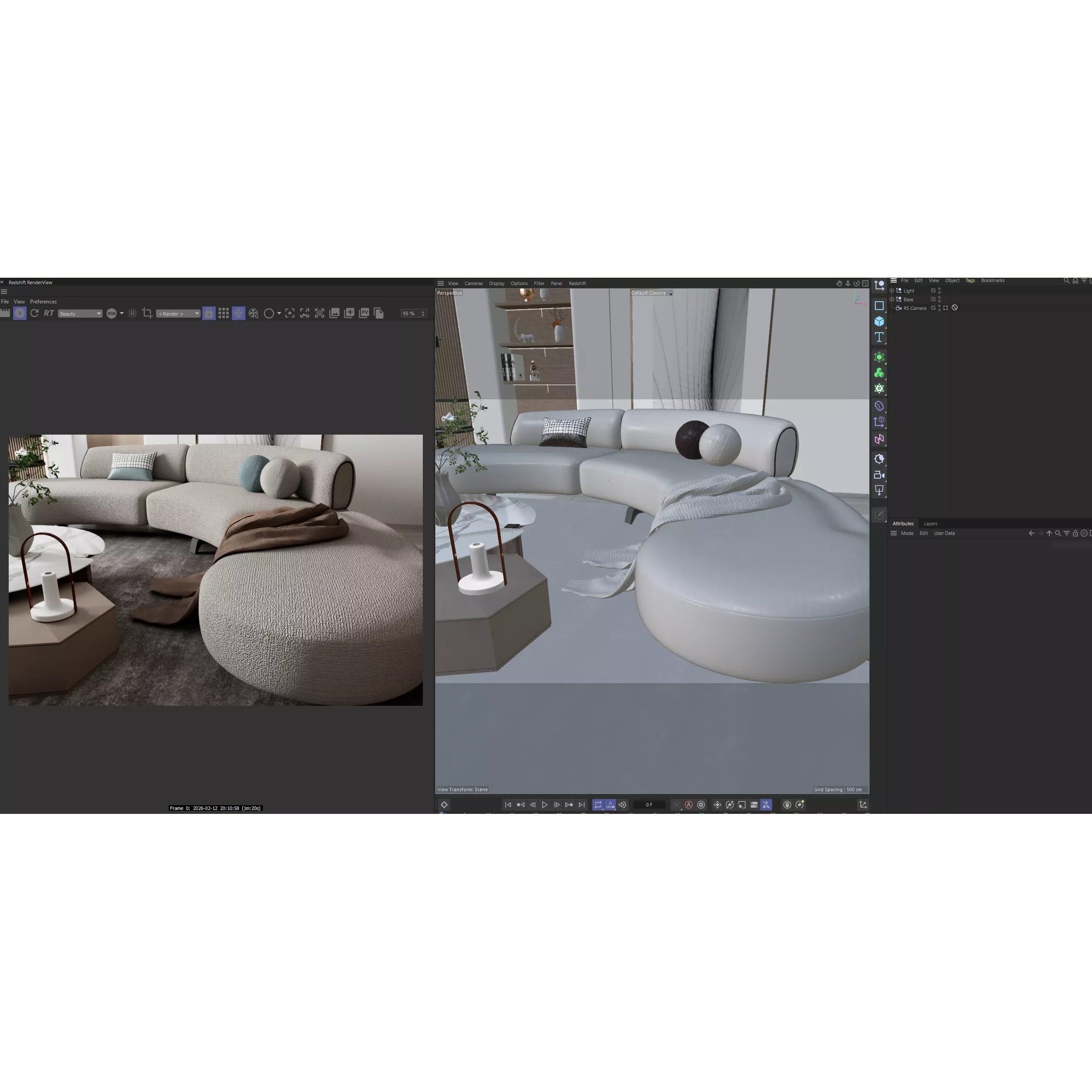 Modern Minimalist Living Room Interior Scene - 3D Model - View 4