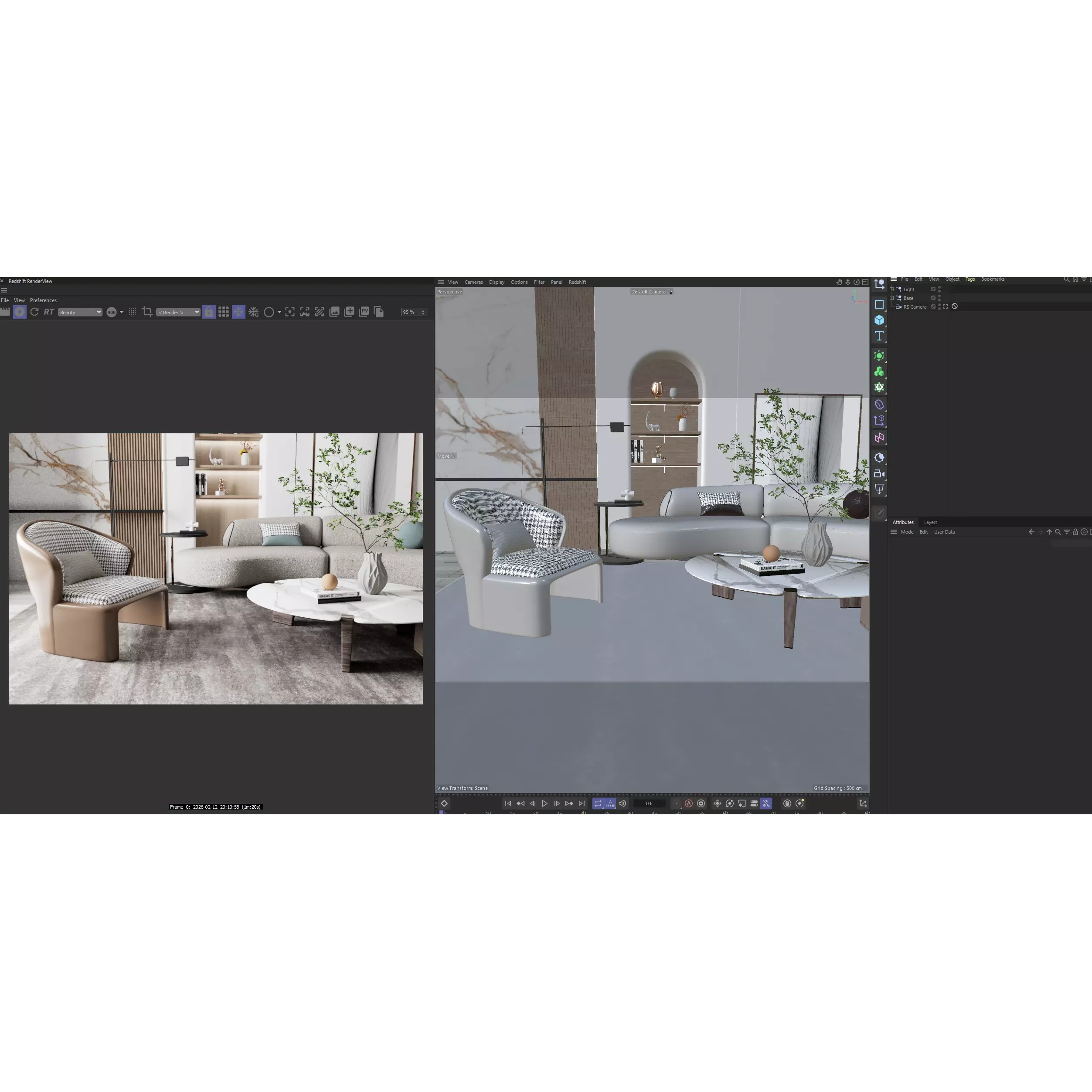 Modern Minimalist Living Room Interior Scene - 3D Model - View 5