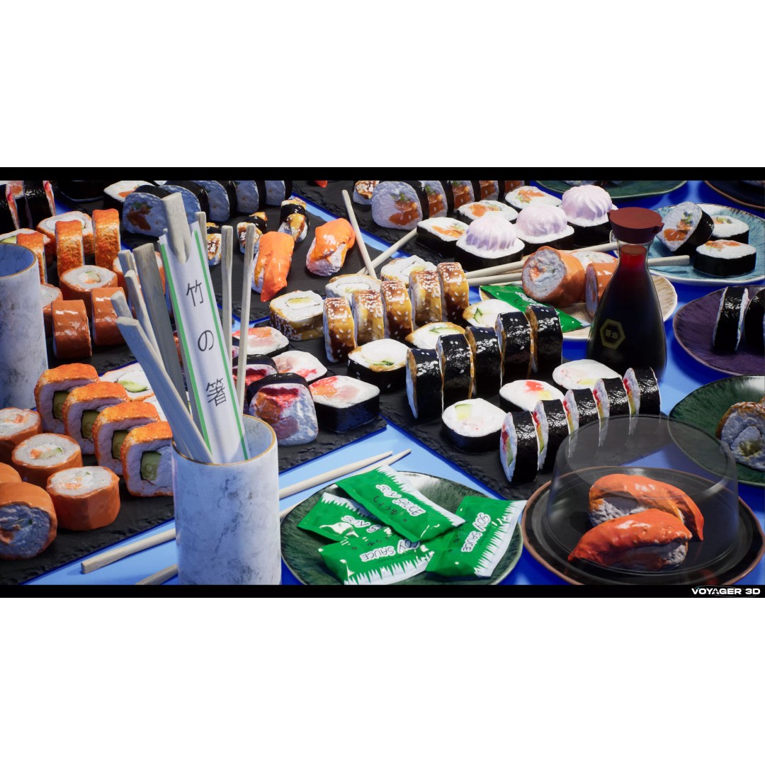 Sushi 3D Model – Low Poly Photogrammetry Asset, FBX & PBR Textures - View 11