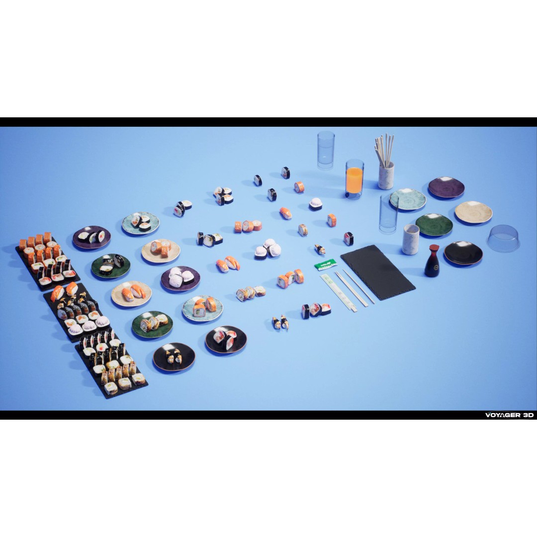 Sushi 3D Model – Low Poly Photogrammetry Asset, FBX & PBR Textures - View 3
