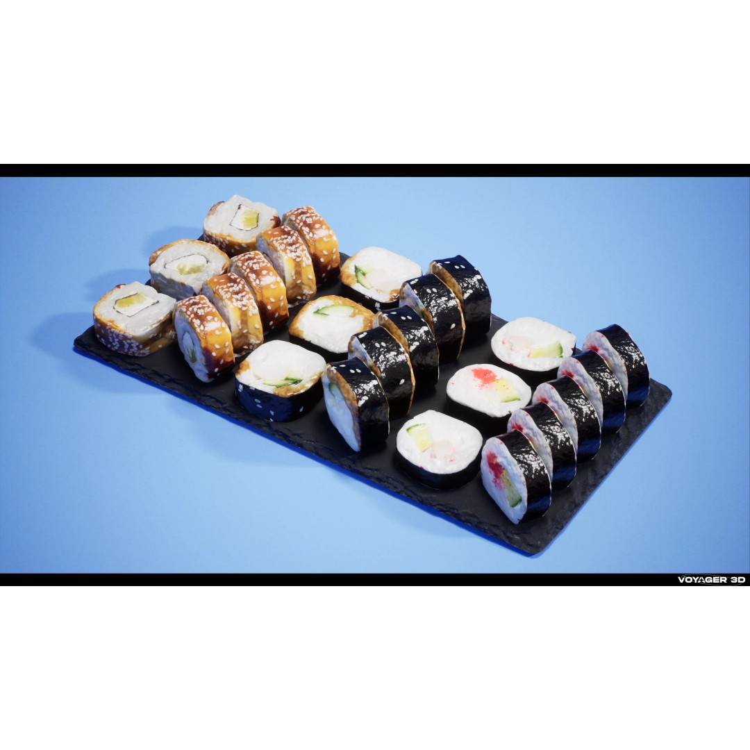 Sushi 3D Model – Low Poly Photogrammetry Asset, FBX & PBR Textures - View 6
