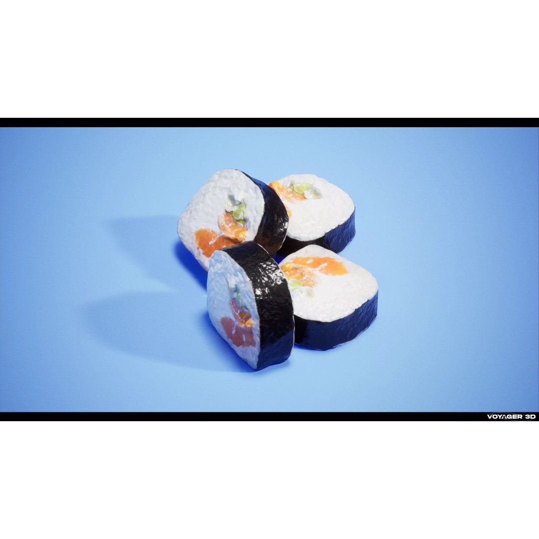 Sushi 3D Model – Low Poly Photogrammetry Asset, FBX & PBR Textures - View 8
