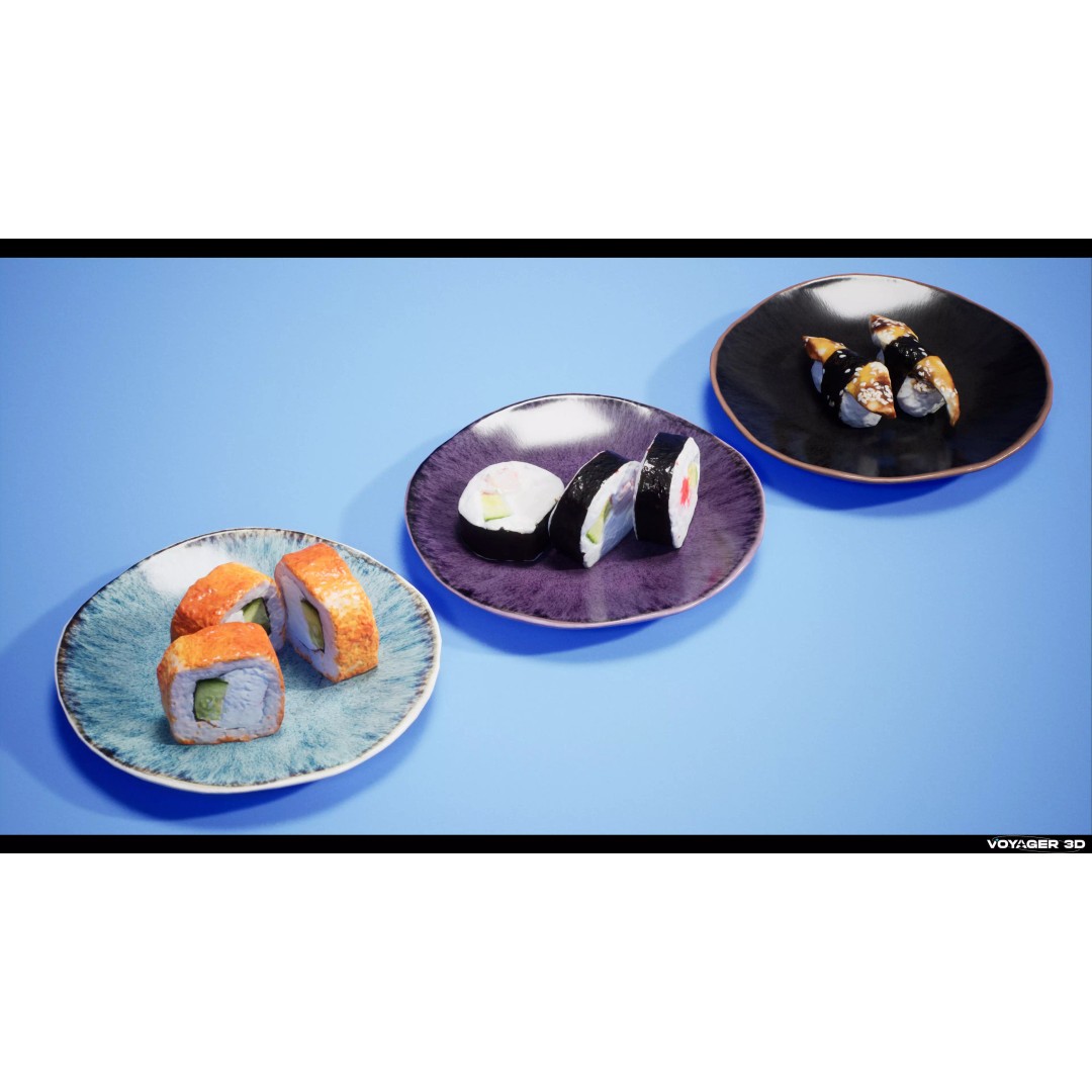 Sushi 3D Model – Low Poly Photogrammetry Asset, FBX & PBR Textures - View 9