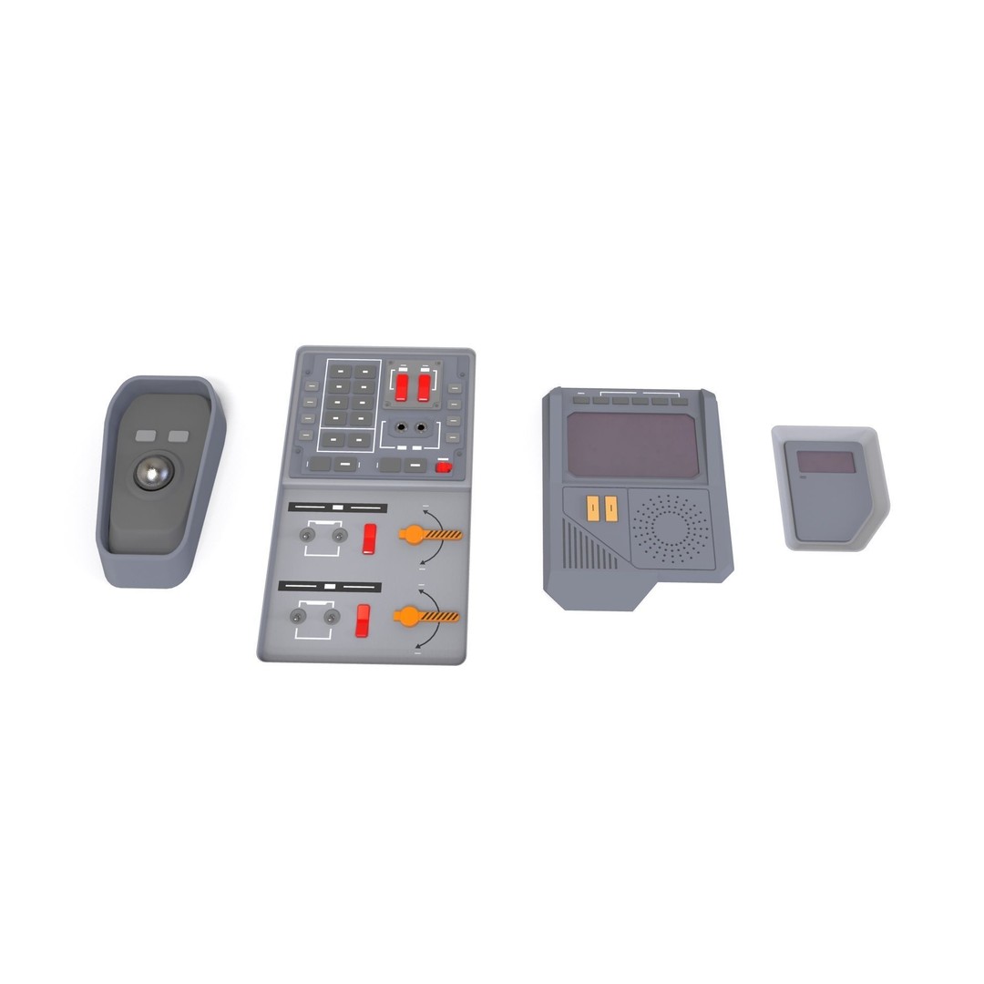 Sci-Fi Dashboard 3D Model – Detailed Electronic Interface, FBX - View 14