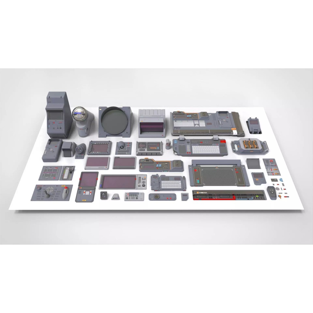 Sci-Fi Dashboard 3D Model – Detailed Electronic Interface, FBX - View 2