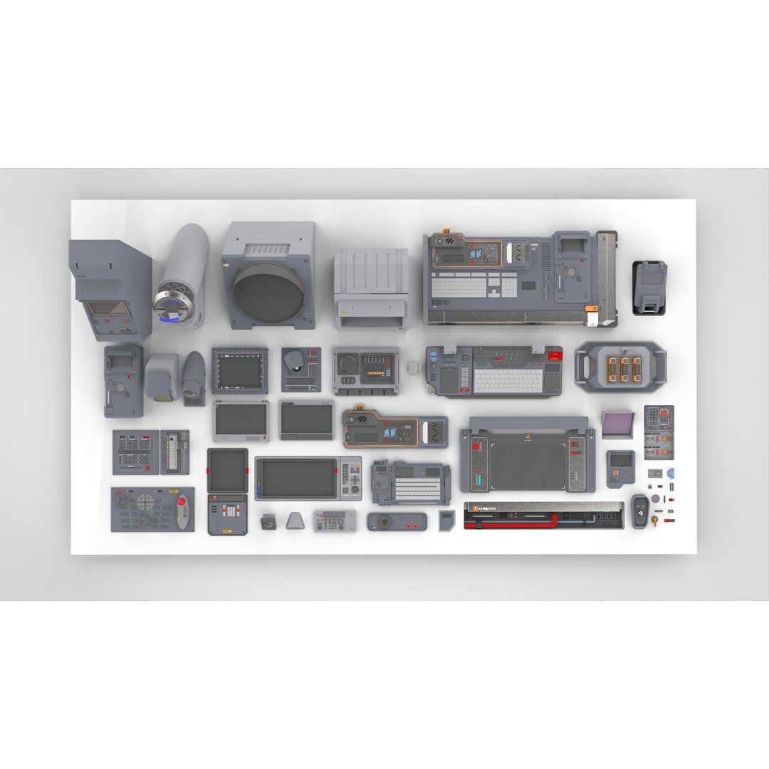 Sci-Fi Dashboard 3D Model – Detailed Electronic Interface, FBX - View 3