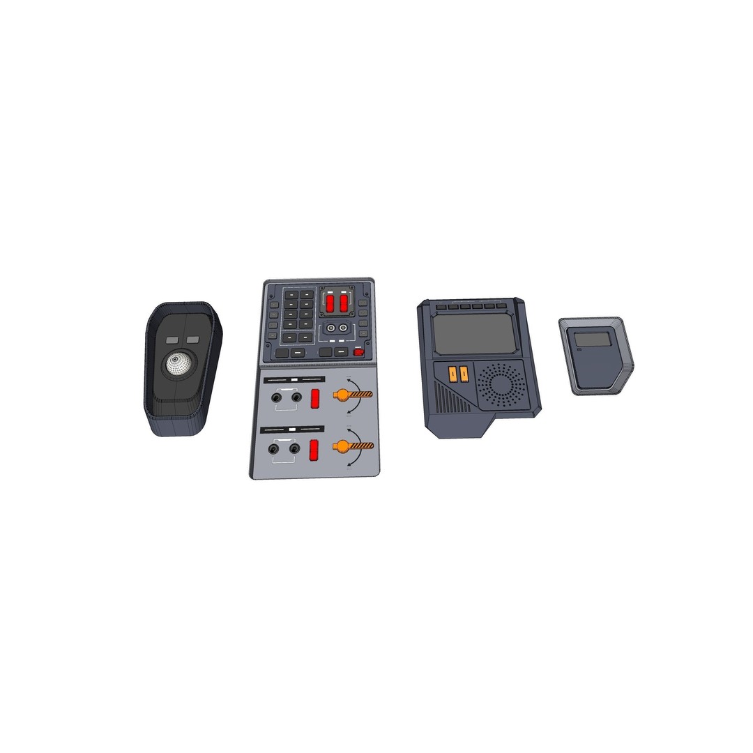 Sci-Fi Dashboard 3D Model – Detailed Electronic Interface, FBX - View 30