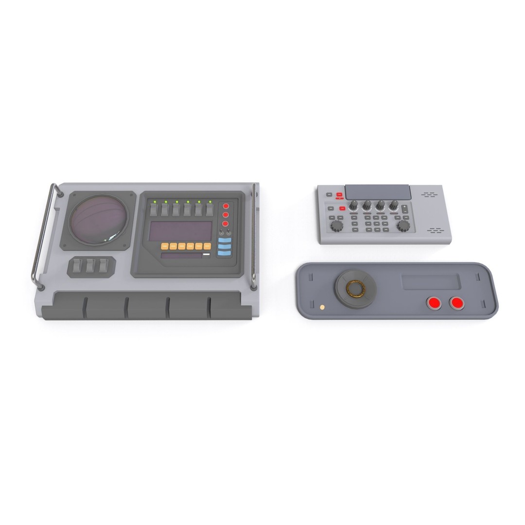 Sci-Fi Dashboard 3D Model – Detailed Electronic Interface, FBX - View 8