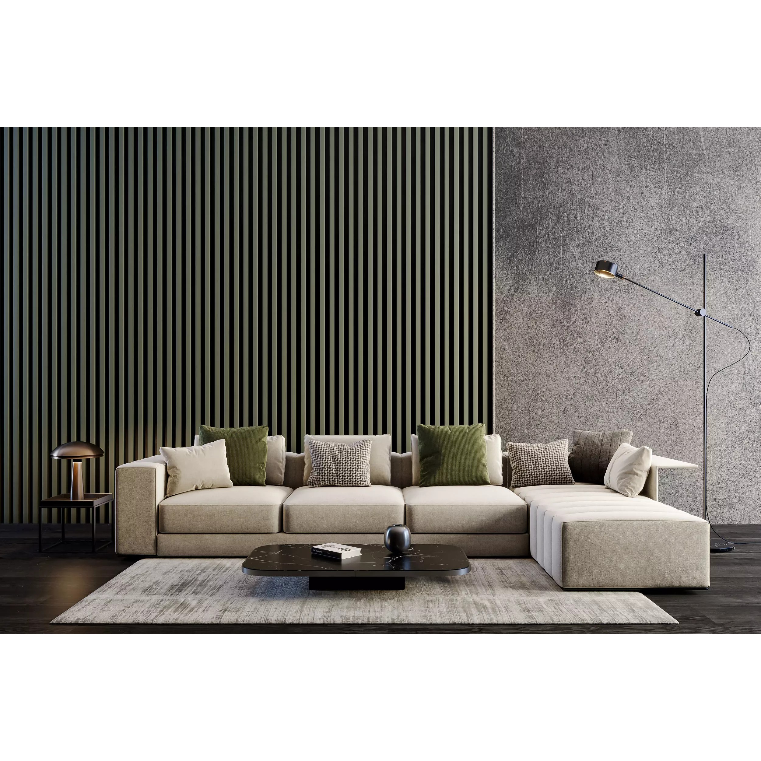 Interior Living Room Scene - PBR Textured 3D Model - View 2