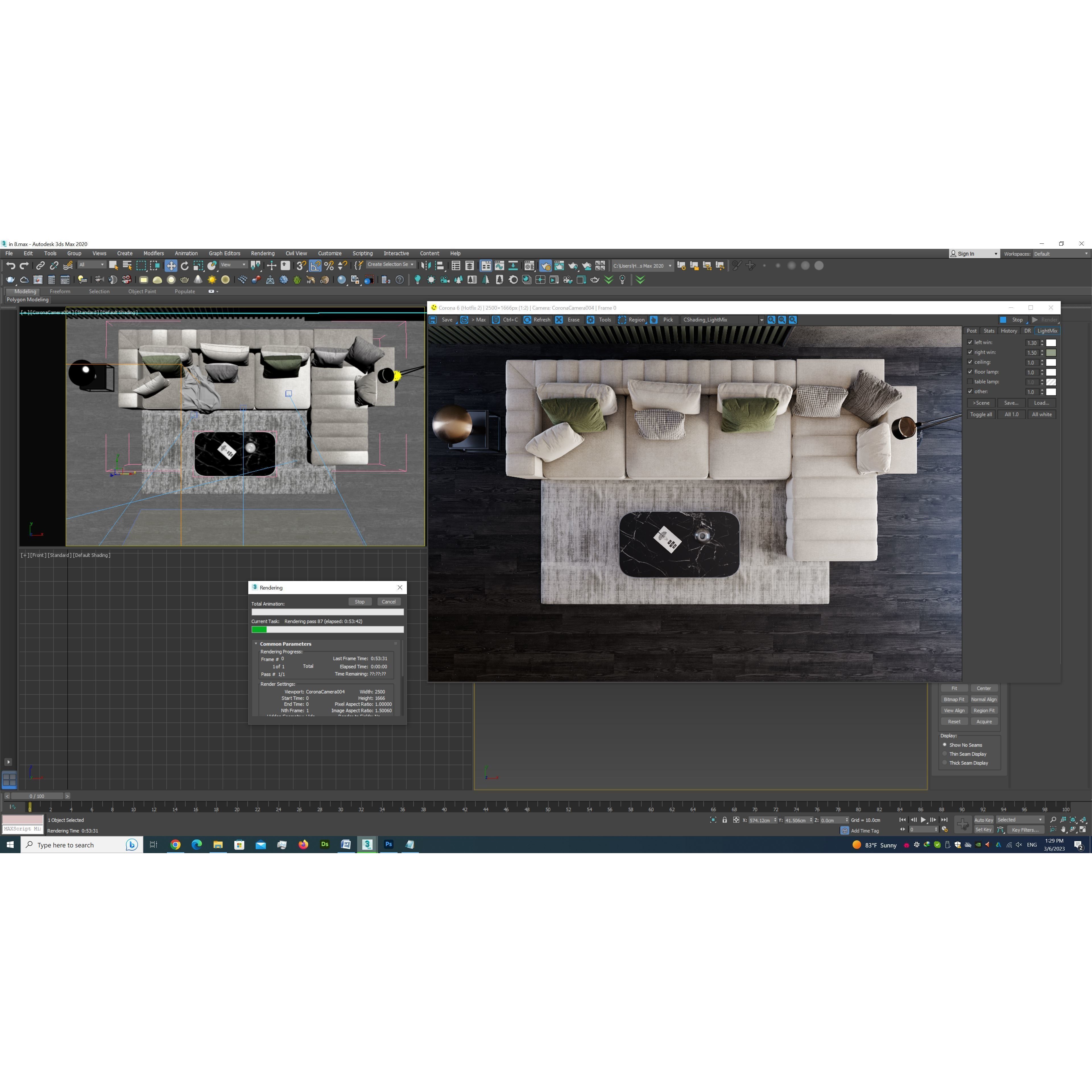 Interior Living Room Scene - PBR Textured 3D Model - View 6