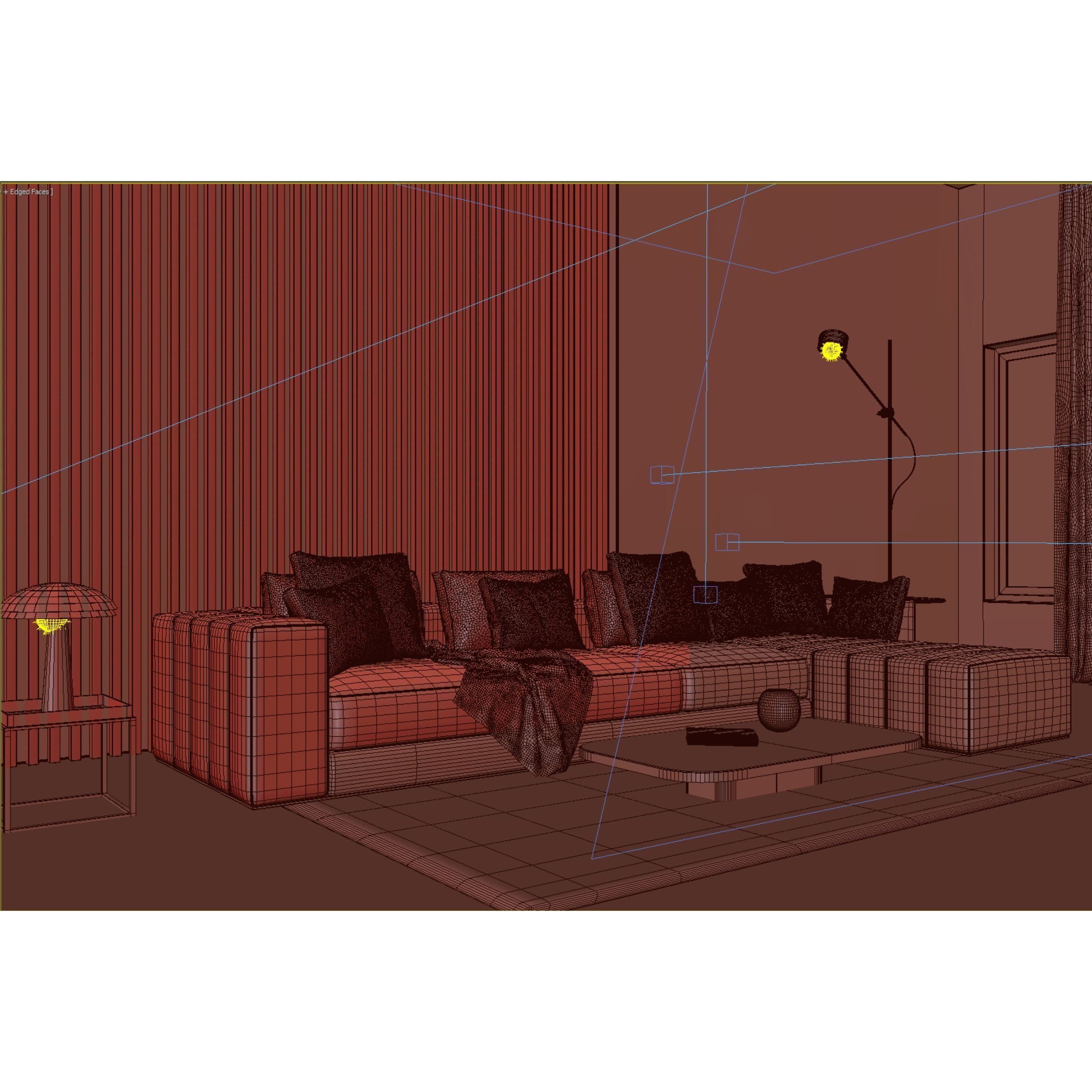 Interior Living Room Scene - PBR Textured 3D Model - View 9