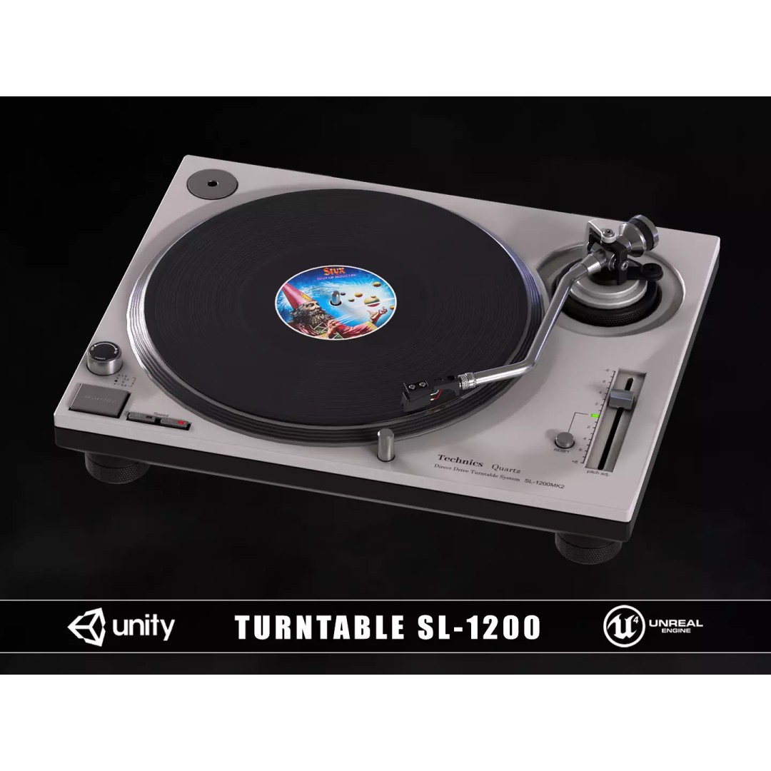 Turntable 3D Model – Low Poly Audio Player with PBR Textures, FBX/OBJ - View 2