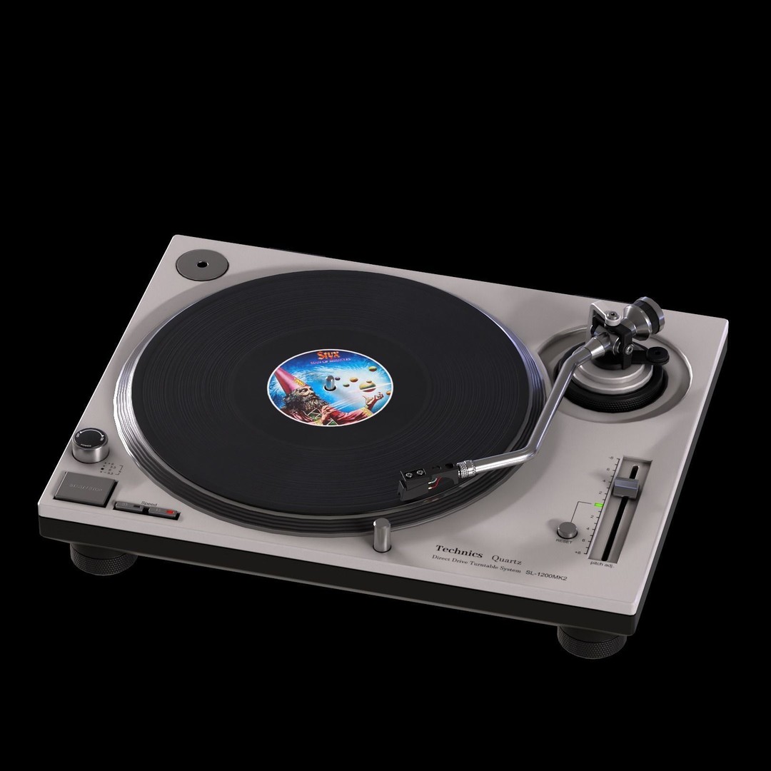 Turntable 3D Model – Low Poly Audio Player with PBR Textures, FBX/OBJ - View 3