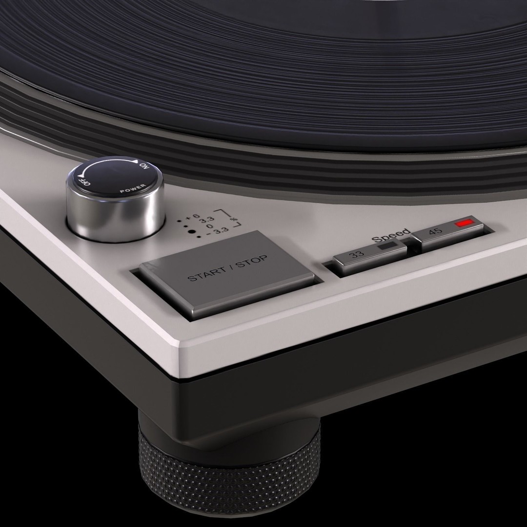 Turntable 3D Model – Low Poly Audio Player with PBR Textures, FBX/OBJ - View 6
