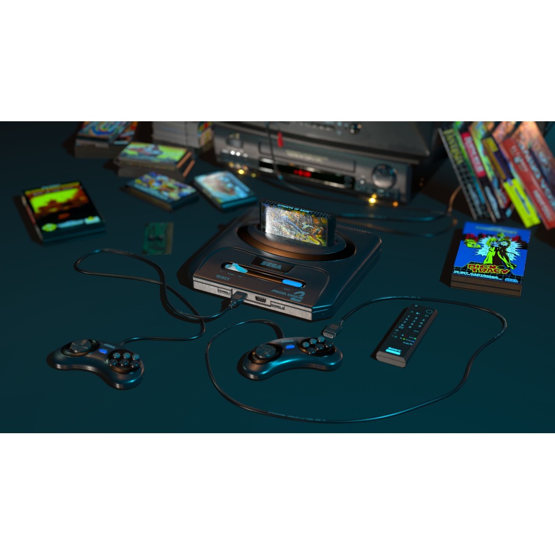 Sega Mega Drive 2 3D Model – Low Poly Game Ready Asset, OBJ, PBR - View 10