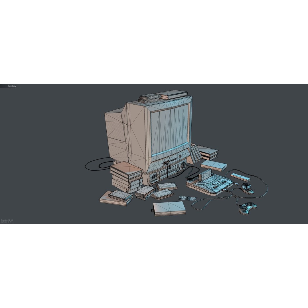 Sega Mega Drive 2 3D Model – Low Poly Game Ready Asset, OBJ, PBR - View 12