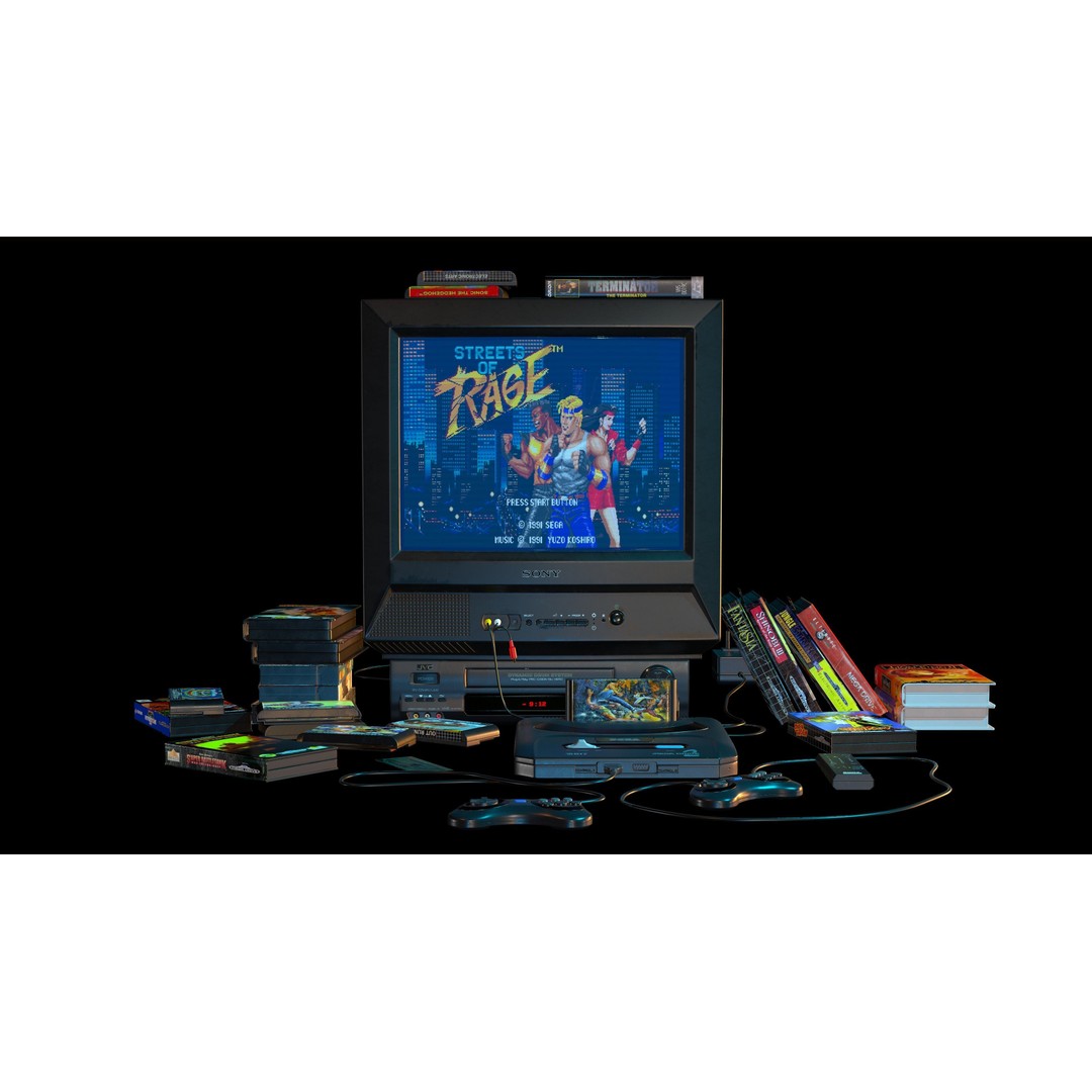 Sega Mega Drive 2 3D Model – Low Poly Game Ready Asset, OBJ, PBR - View 3