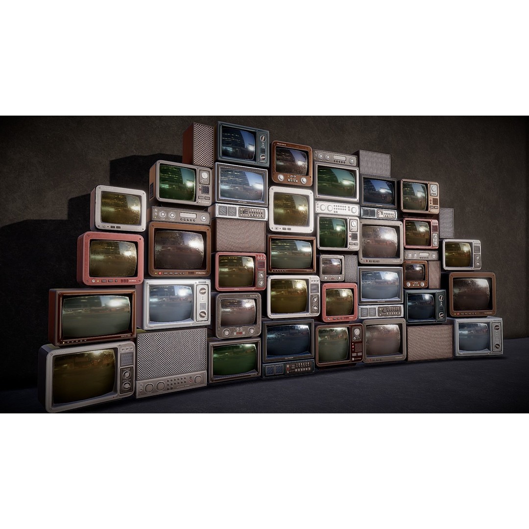 Retro TV 3D Model – Low Poly Vintage Electronics, FBX & OBJ - View 12