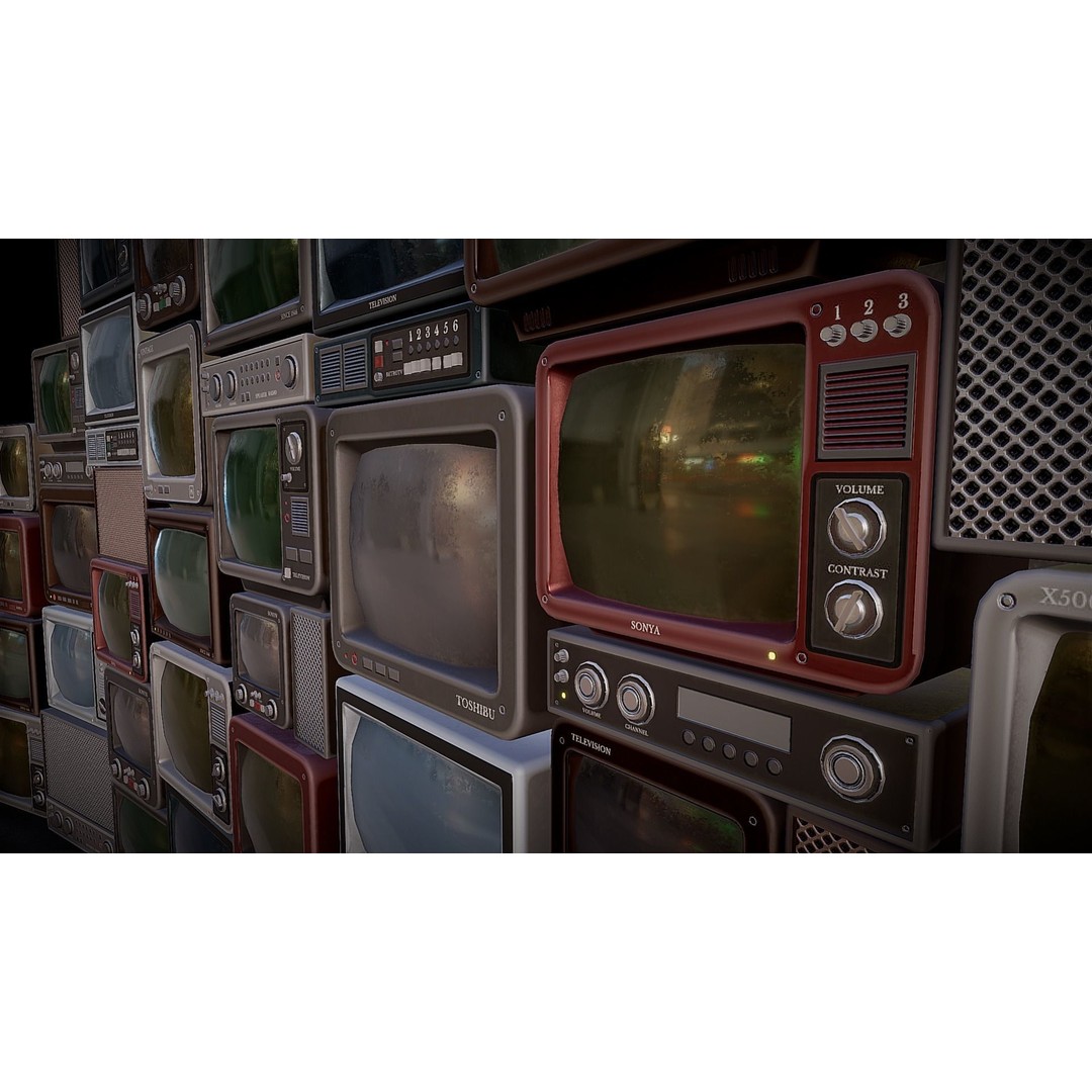 Retro TV 3D Model – Low Poly Vintage Electronics, FBX & OBJ - View 9