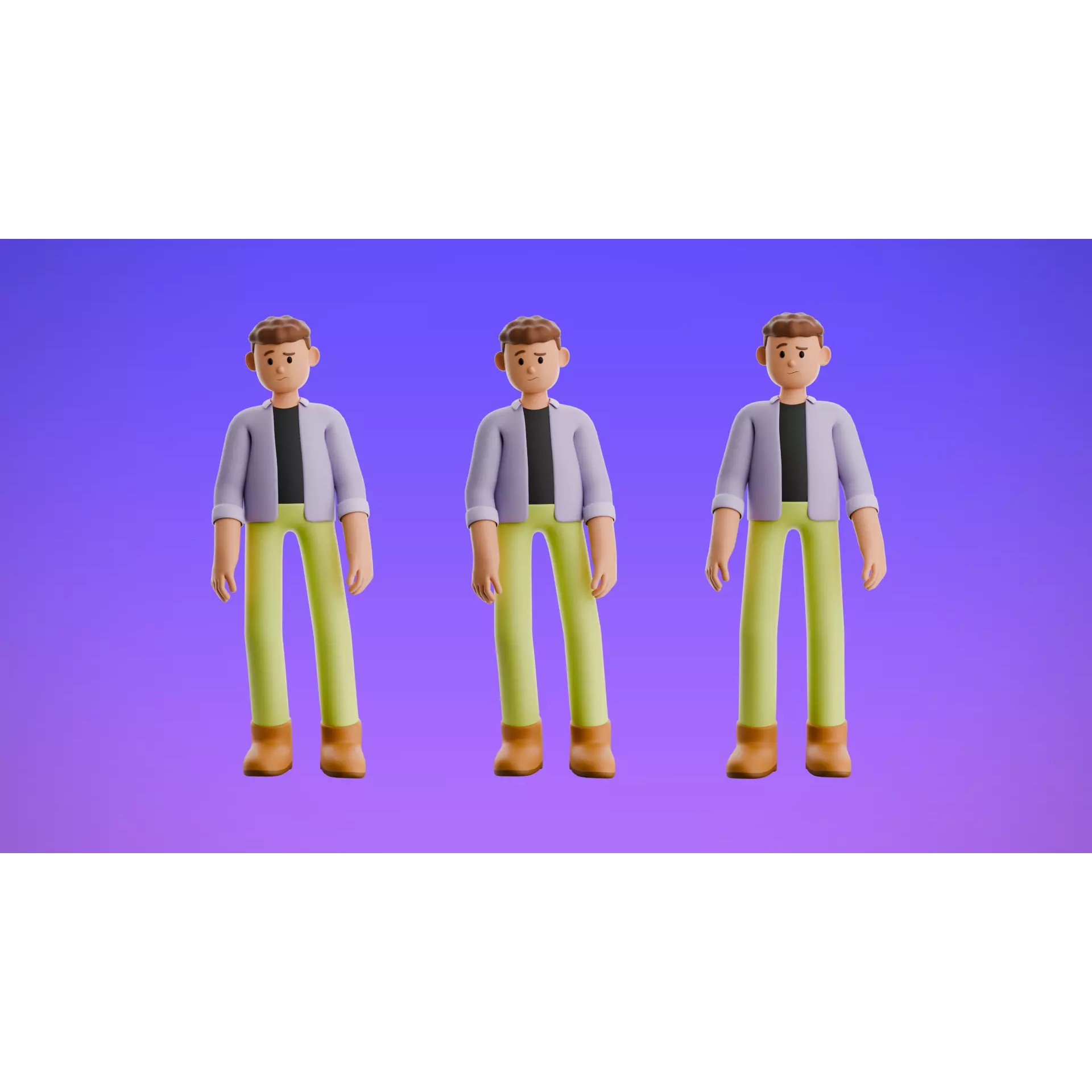 22 Casual Characters - Low-Poly Game-Ready 3D Model - View 15