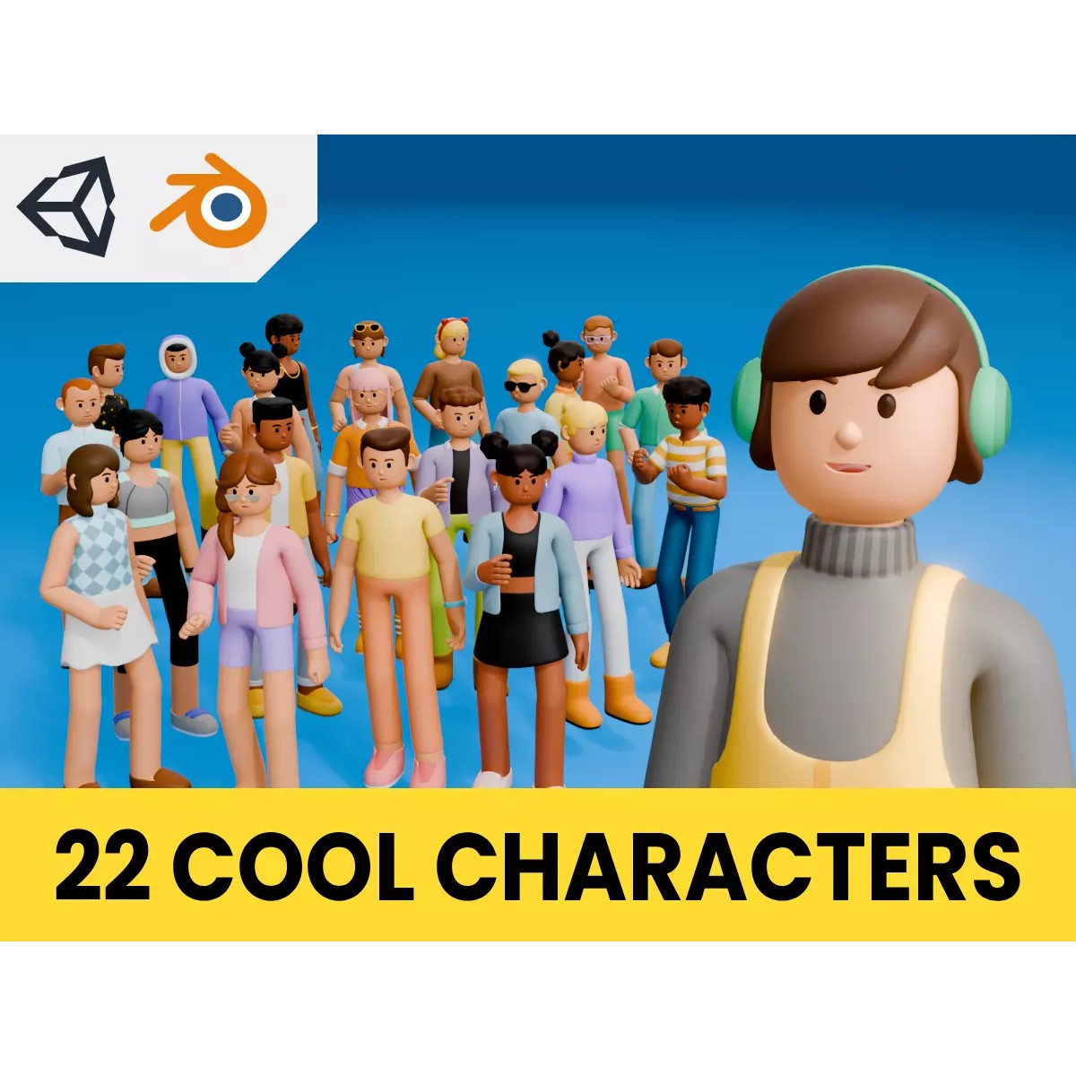 22 Casual Characters - Low-Poly Game-Ready 3D Model - View 2
