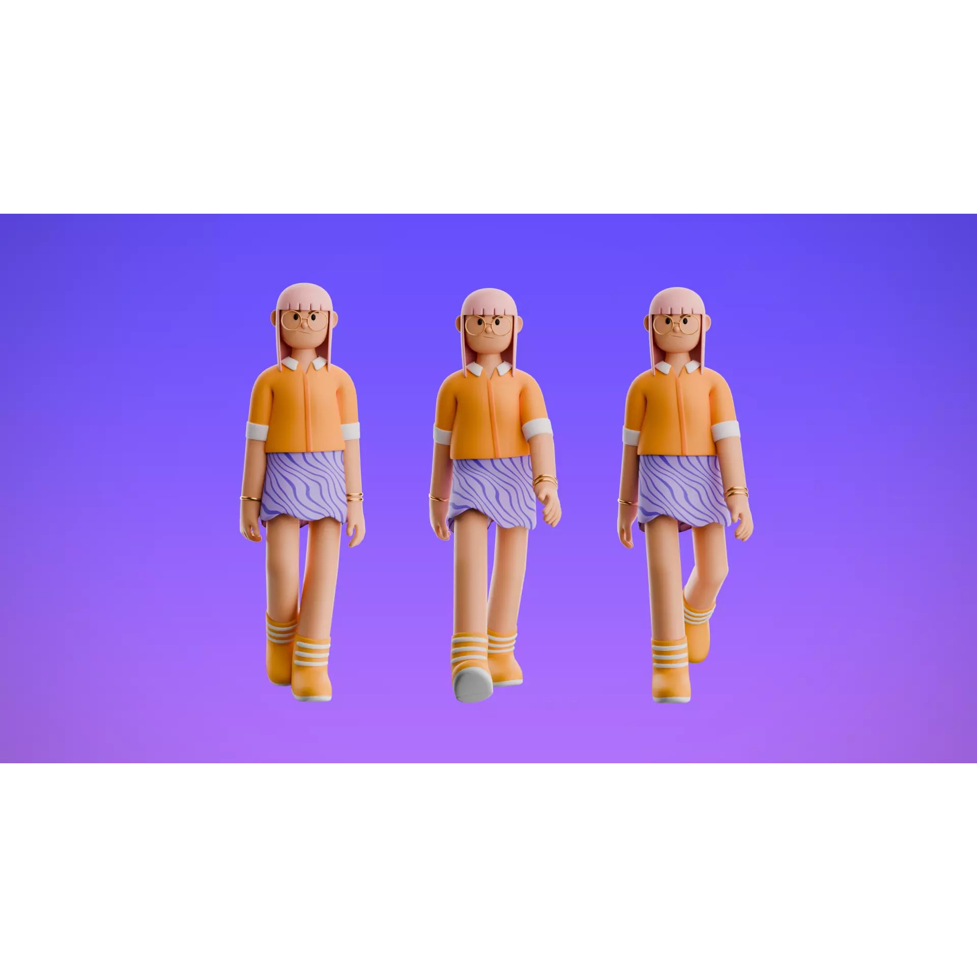 22 Casual Characters - Low-Poly Game-Ready 3D Model - View 7