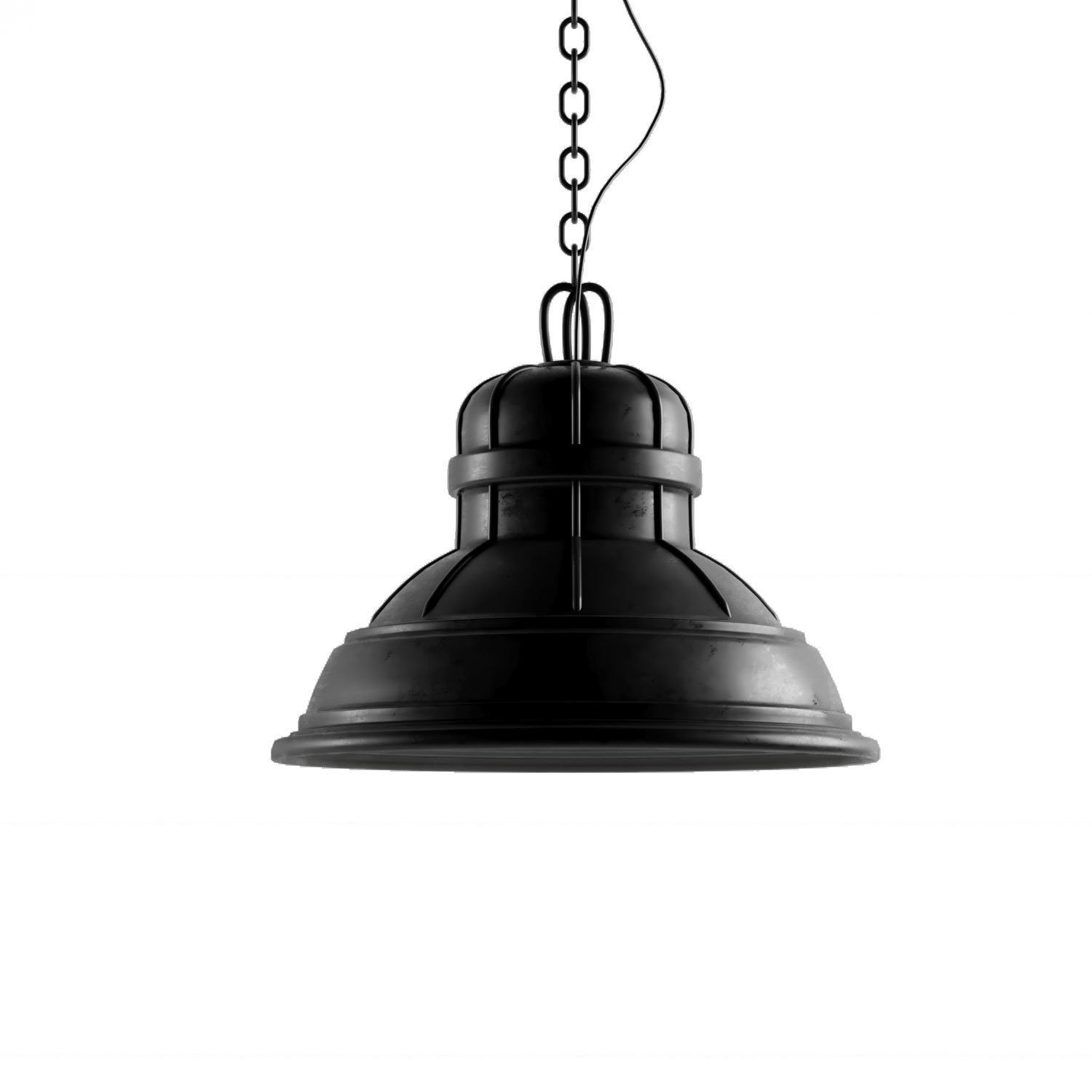 Black Cast Industrial Chandelier - Game-Ready 3D Model