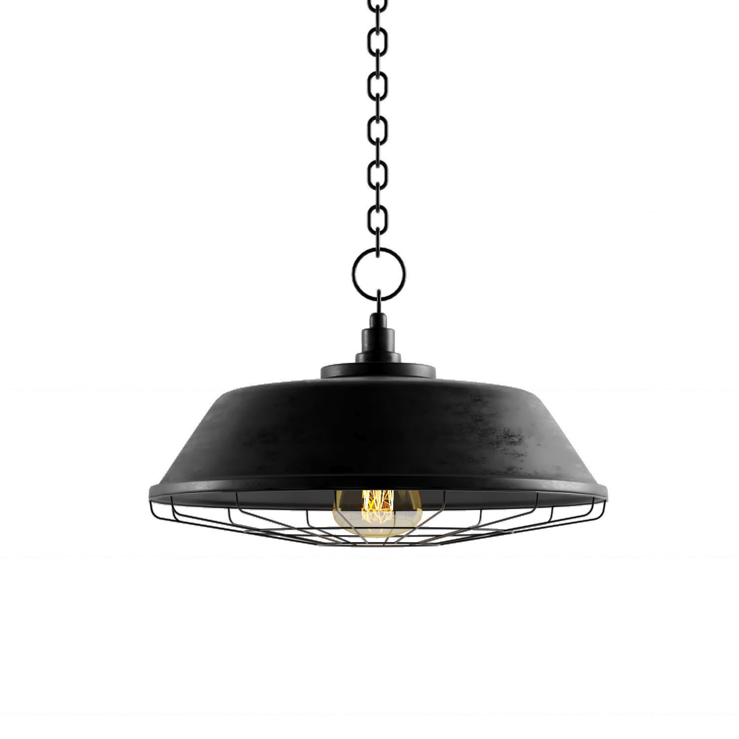 Black Cast Industrial Chandelier - Game-Ready 3D Model - View 7