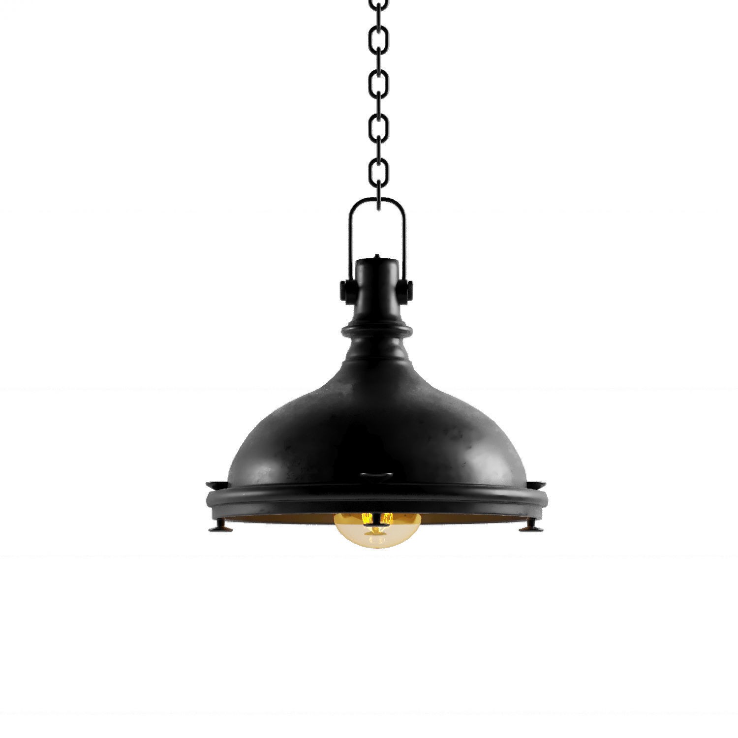 Black Cast Industrial Chandelier - Game-Ready 3D Model - View 9