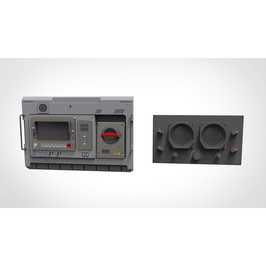 Dashboard 3D Model – Sci-Fi Control Panel with PBR Materials - View 4
