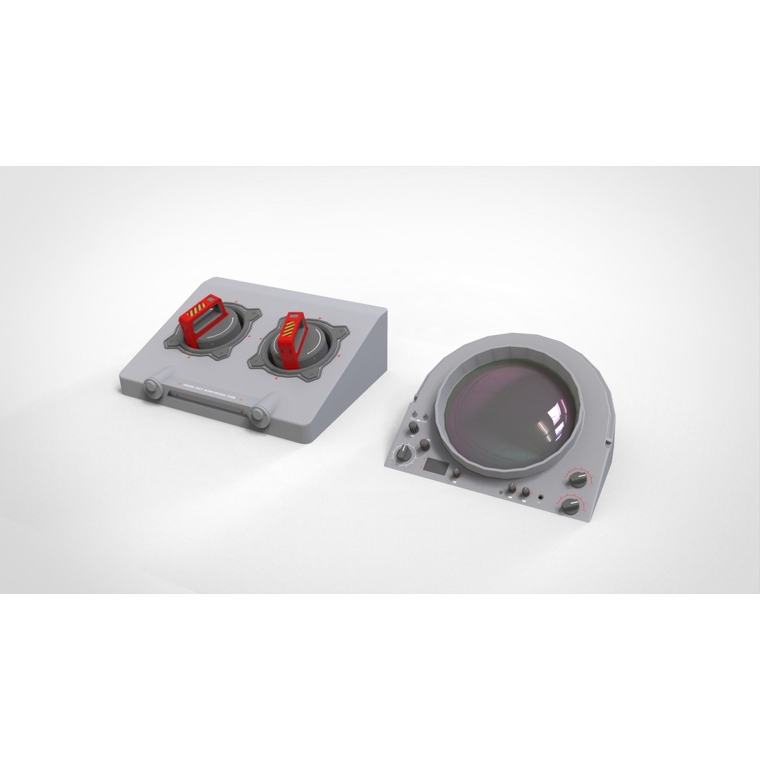 Dashboard 3D Model – Sci-Fi Control Panel with PBR Materials - View 6
