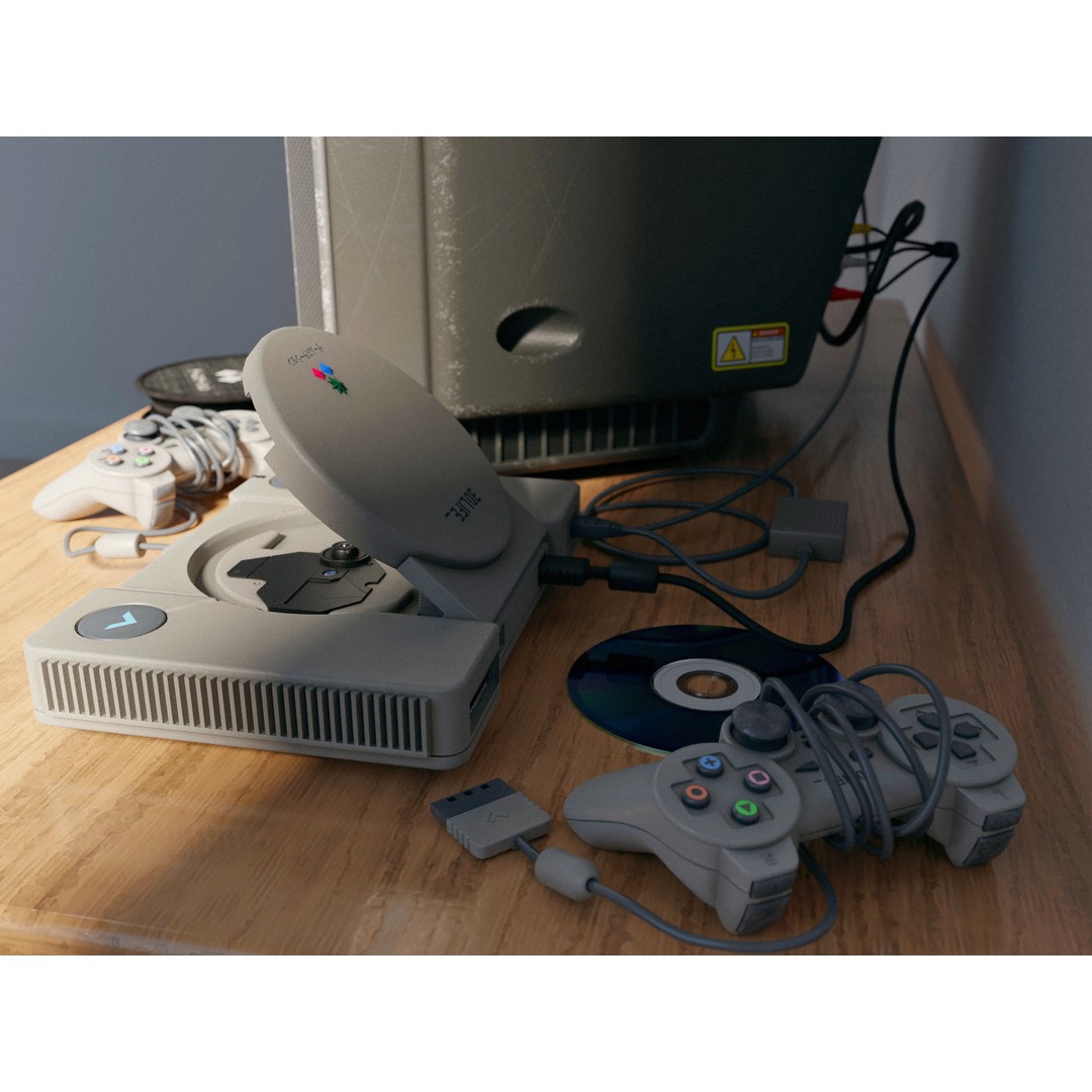 CRT TV and Game Console 3D Model – Low Poly Vintage Video Asset, FBX - View 12