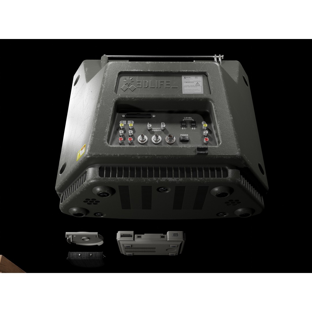 CRT TV and Game Console 3D Model – Low Poly Vintage Video Asset, FBX - View 16