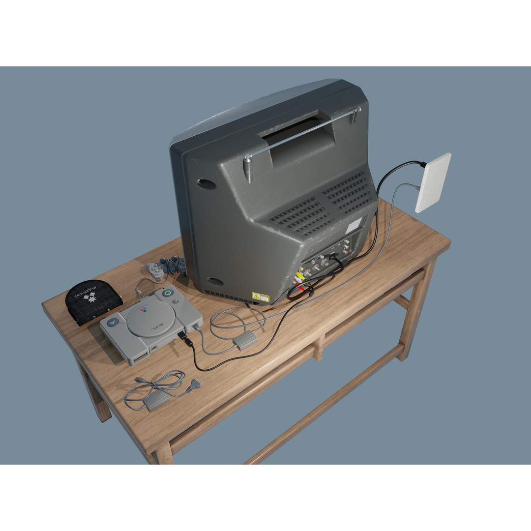 CRT TV and Game Console 3D Model – Low Poly Vintage Video Asset, FBX - View 23