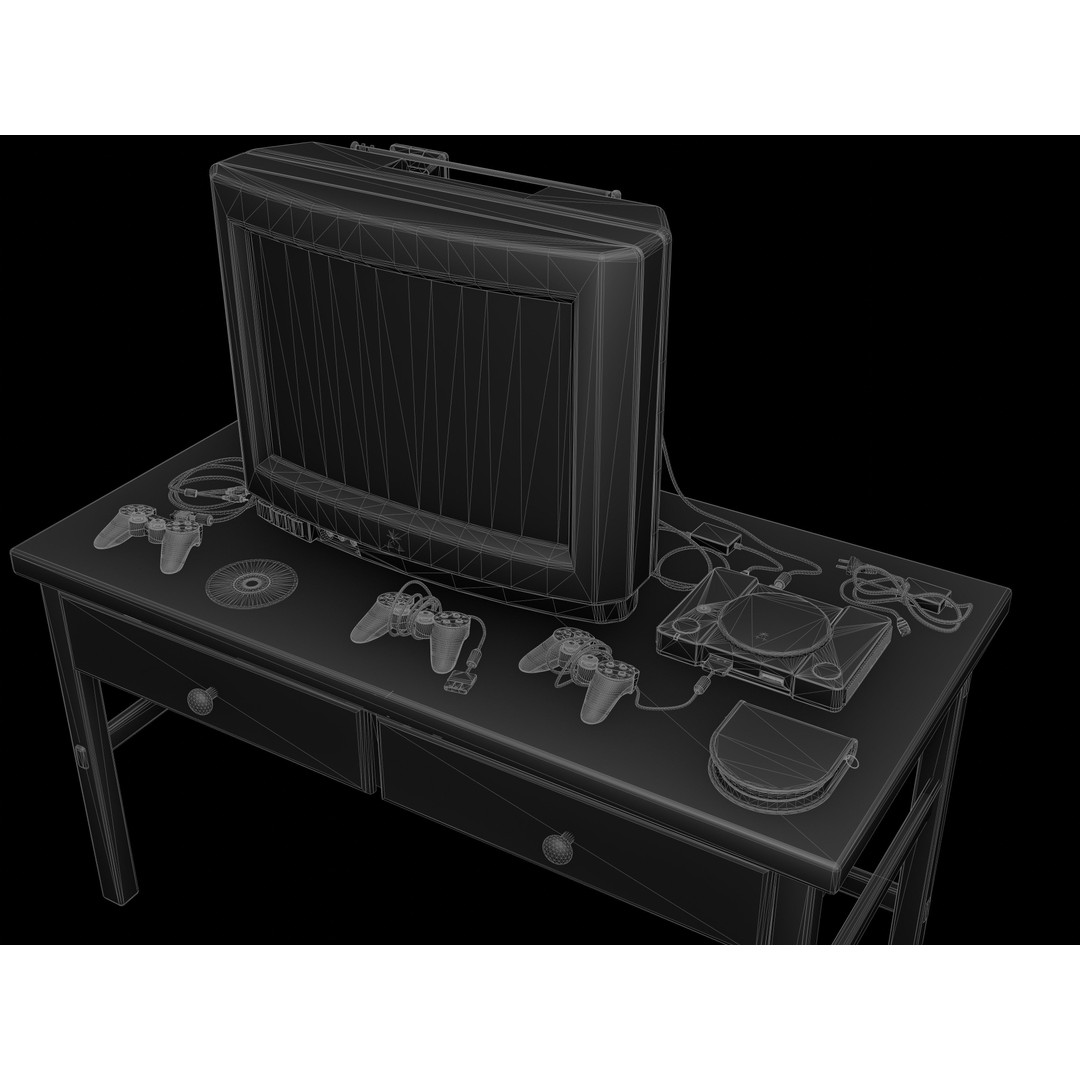 CRT TV and Game Console 3D Model – Low Poly Vintage Video Asset, FBX - View 25