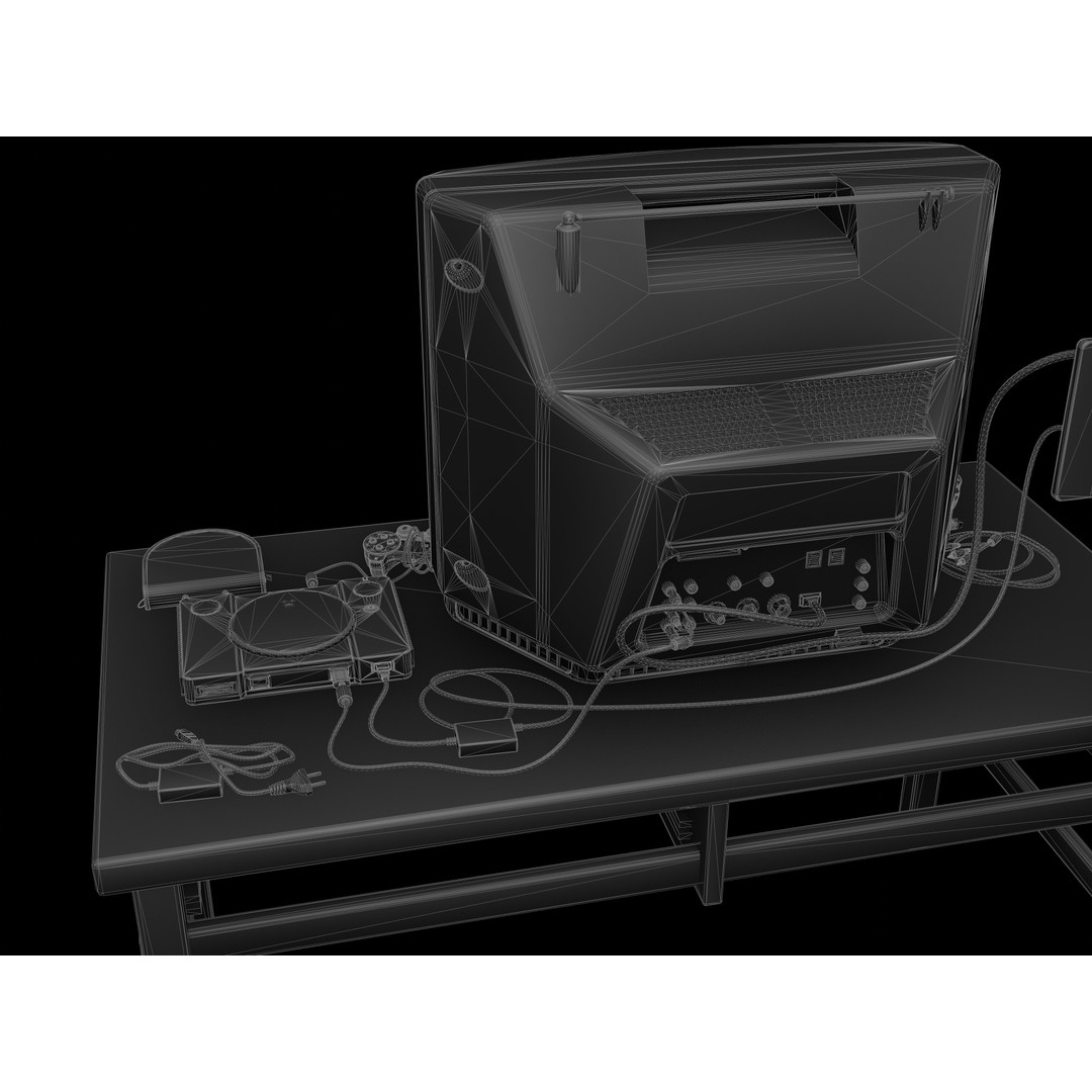CRT TV and Game Console 3D Model – Low Poly Vintage Video Asset, FBX - View 26
