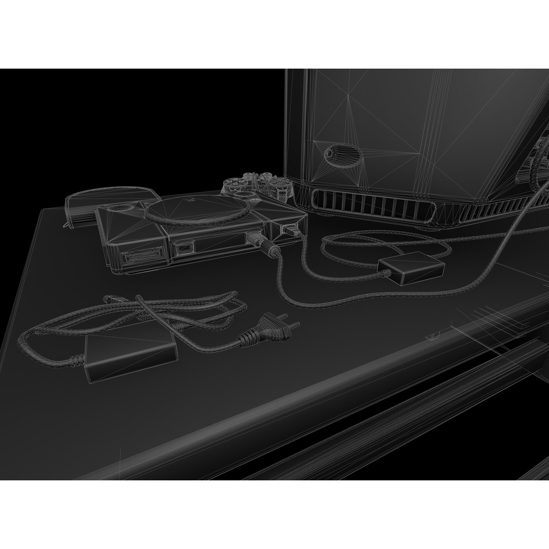 CRT TV and Game Console 3D Model – Low Poly Vintage Video Asset, FBX - View 27