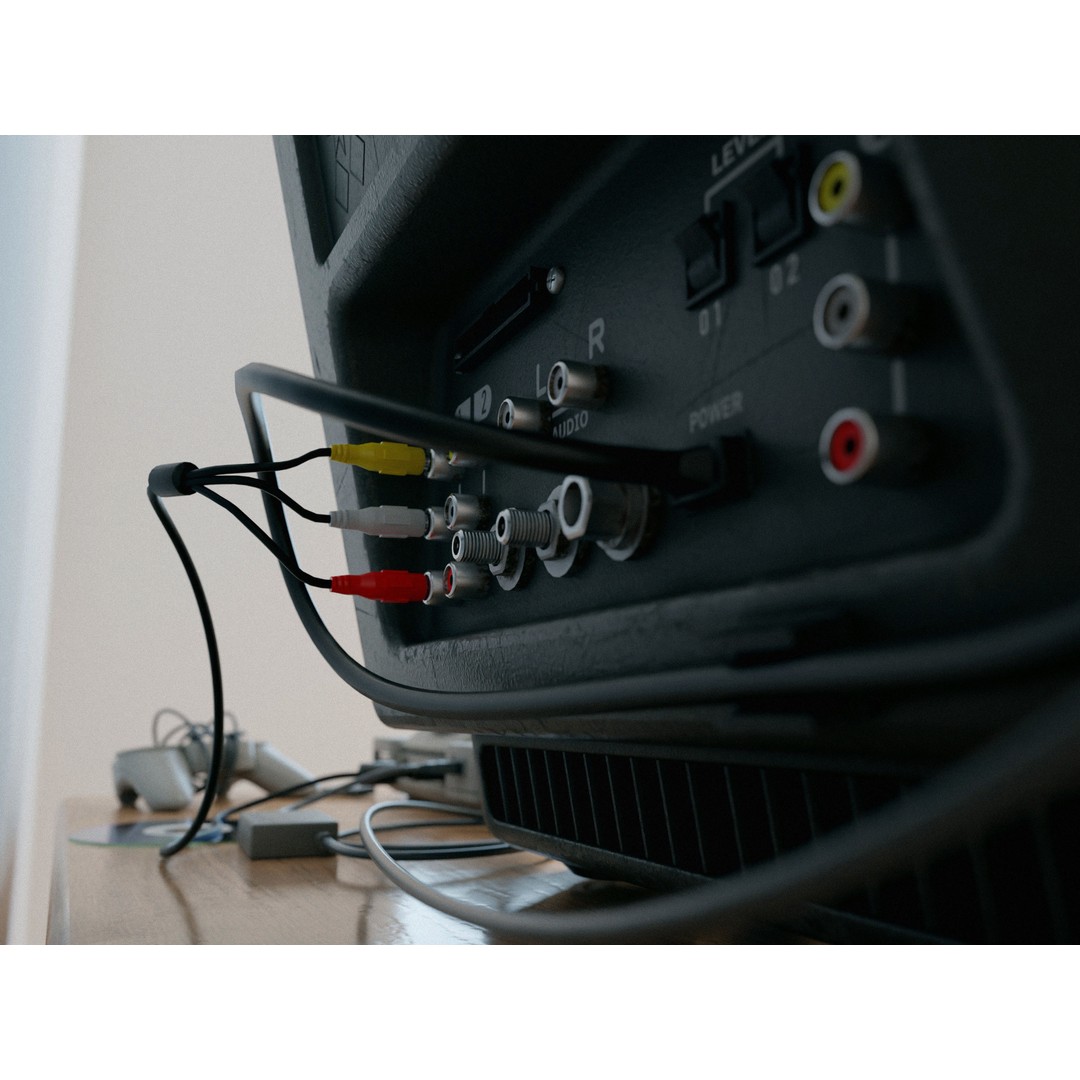 CRT TV and Game Console 3D Model – Low Poly Vintage Video Asset, FBX - View 6