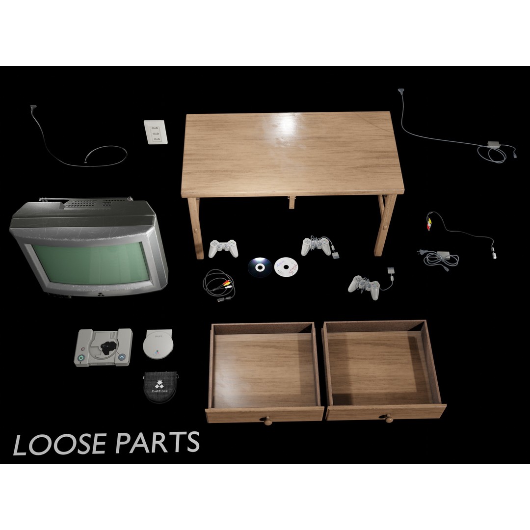 CRT TV and Game Console 3D Model – Low Poly Vintage Video Asset, FBX - View 8