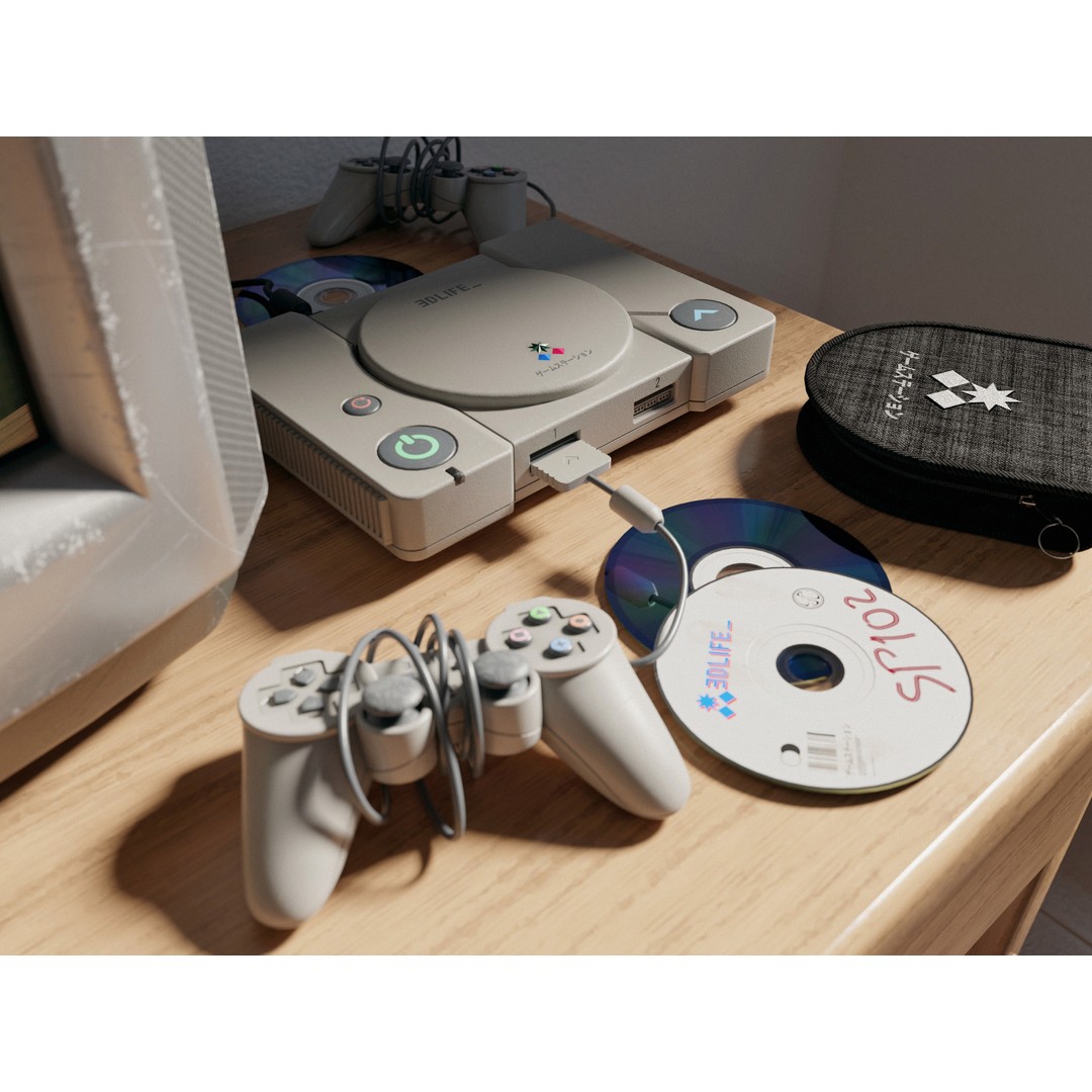 CRT TV and Game Console 3D Model – Low Poly Vintage Video Asset, FBX - View 9