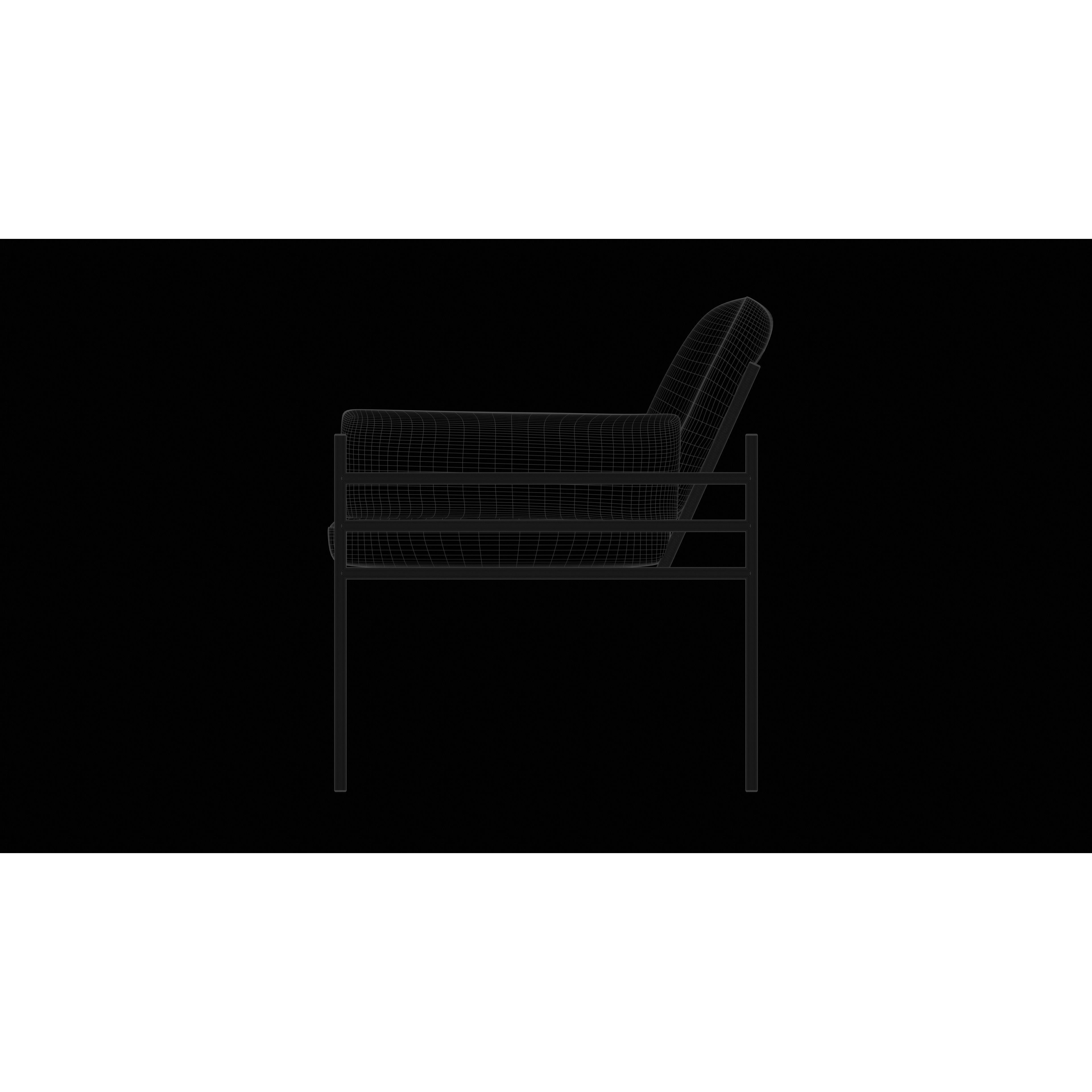 Light Blue Accent Chair - Low-Poly Game-Ready 3D Model - View 11