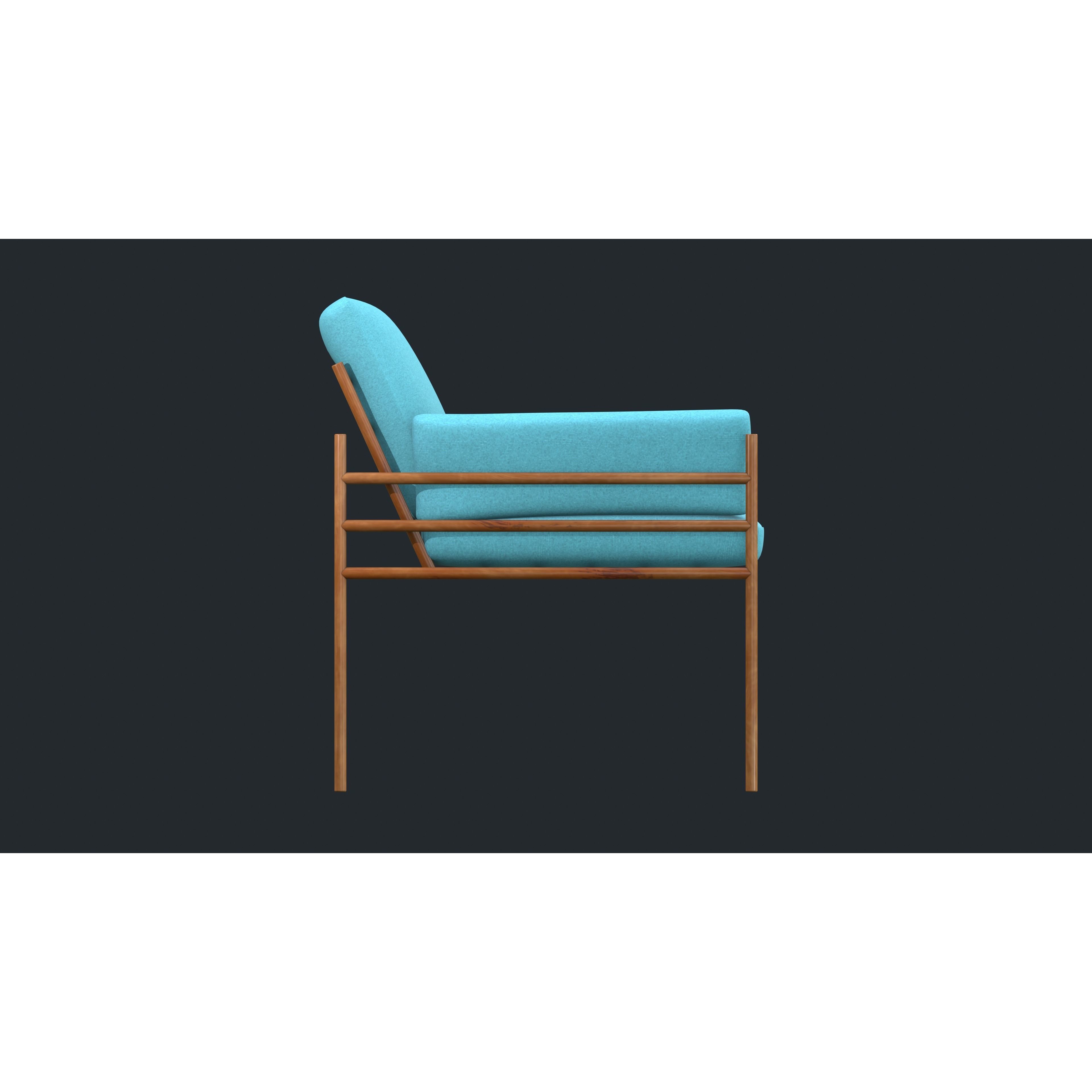 Light Blue Accent Chair - Low-Poly Game-Ready 3D Model - View 12