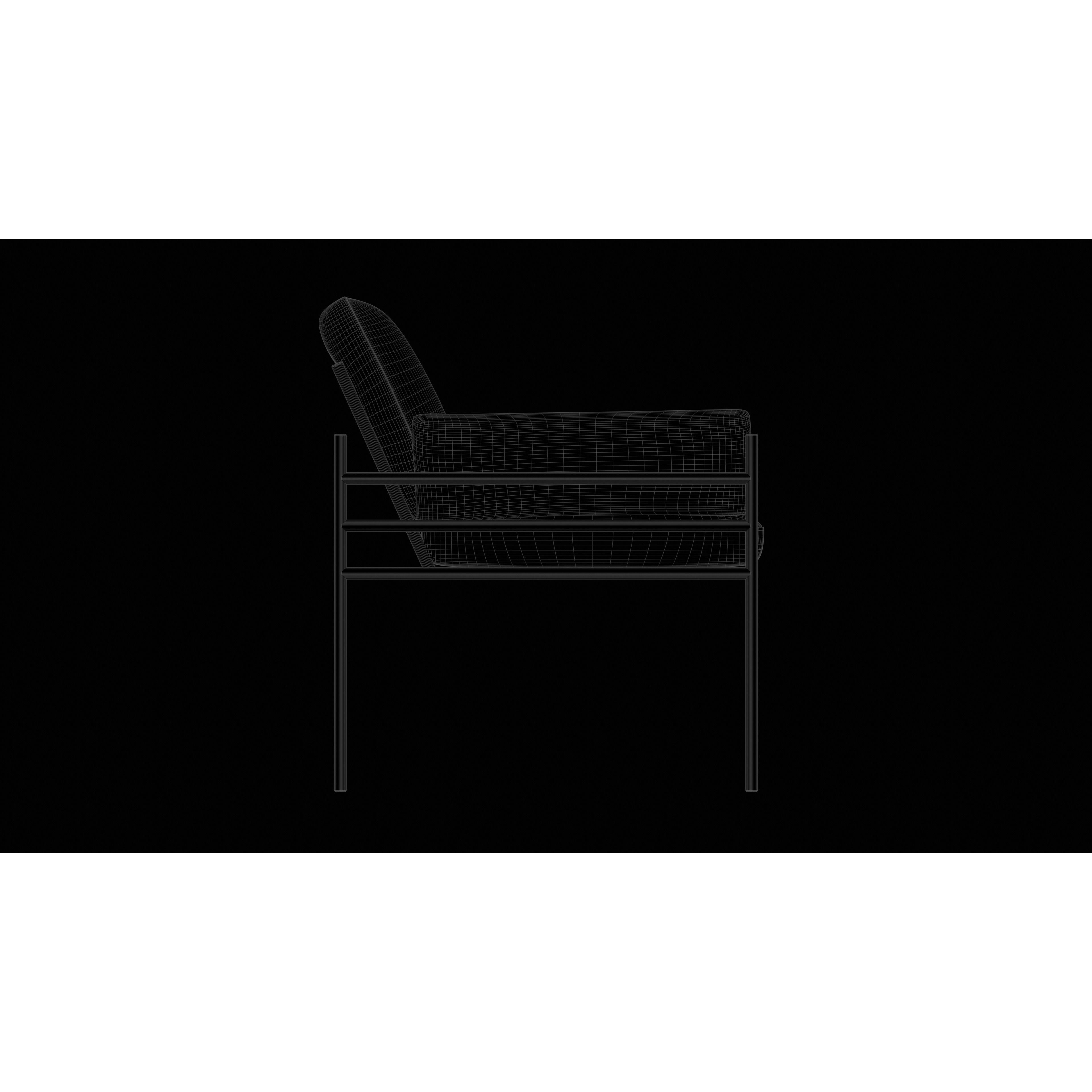 Light Blue Accent Chair - Low-Poly Game-Ready 3D Model - View 13