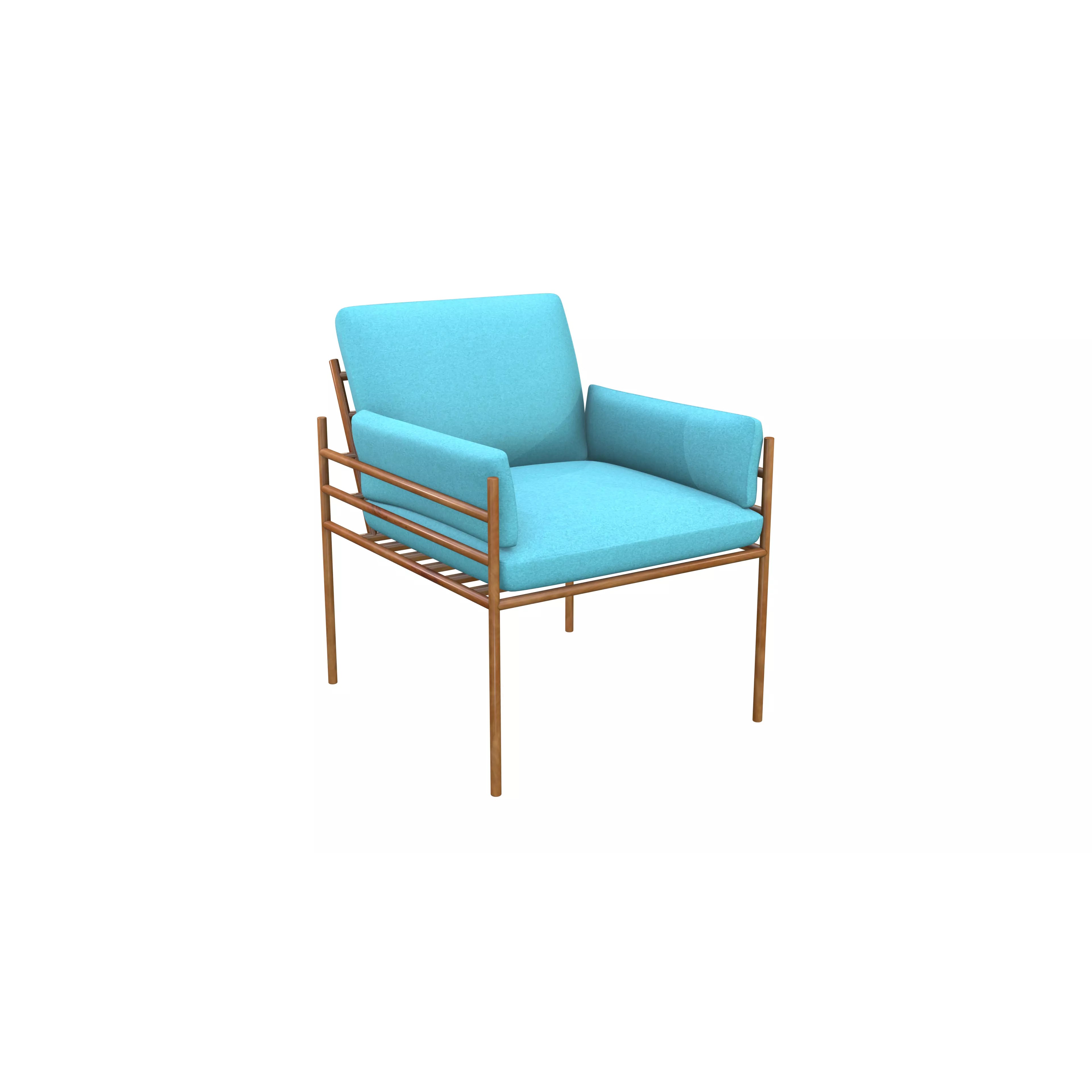 Light Blue Accent Chair - Low-Poly Game-Ready 3D Model - View 2