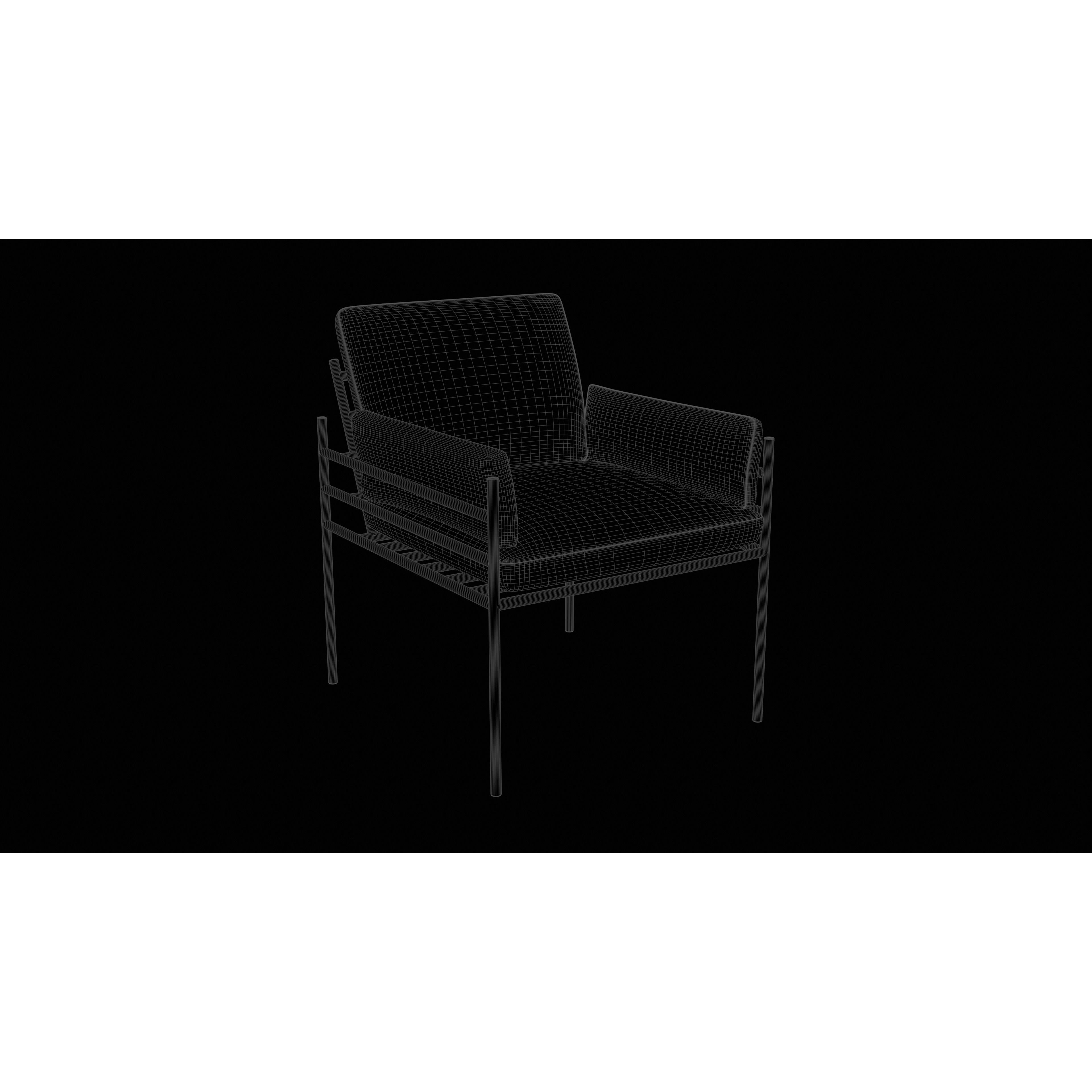 Light Blue Accent Chair - Low-Poly Game-Ready 3D Model - View 3