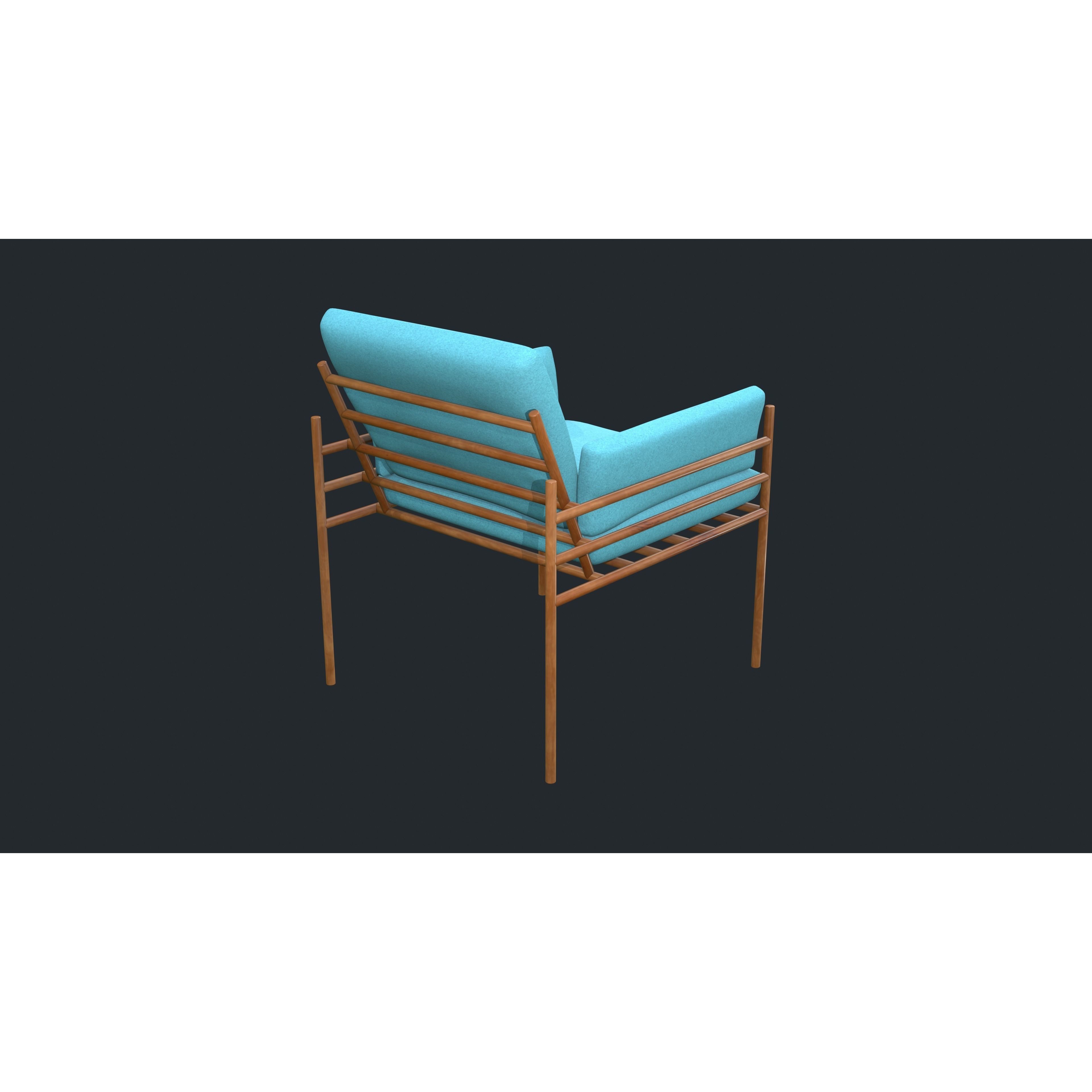 Light Blue Accent Chair - Low-Poly Game-Ready 3D Model - View 4