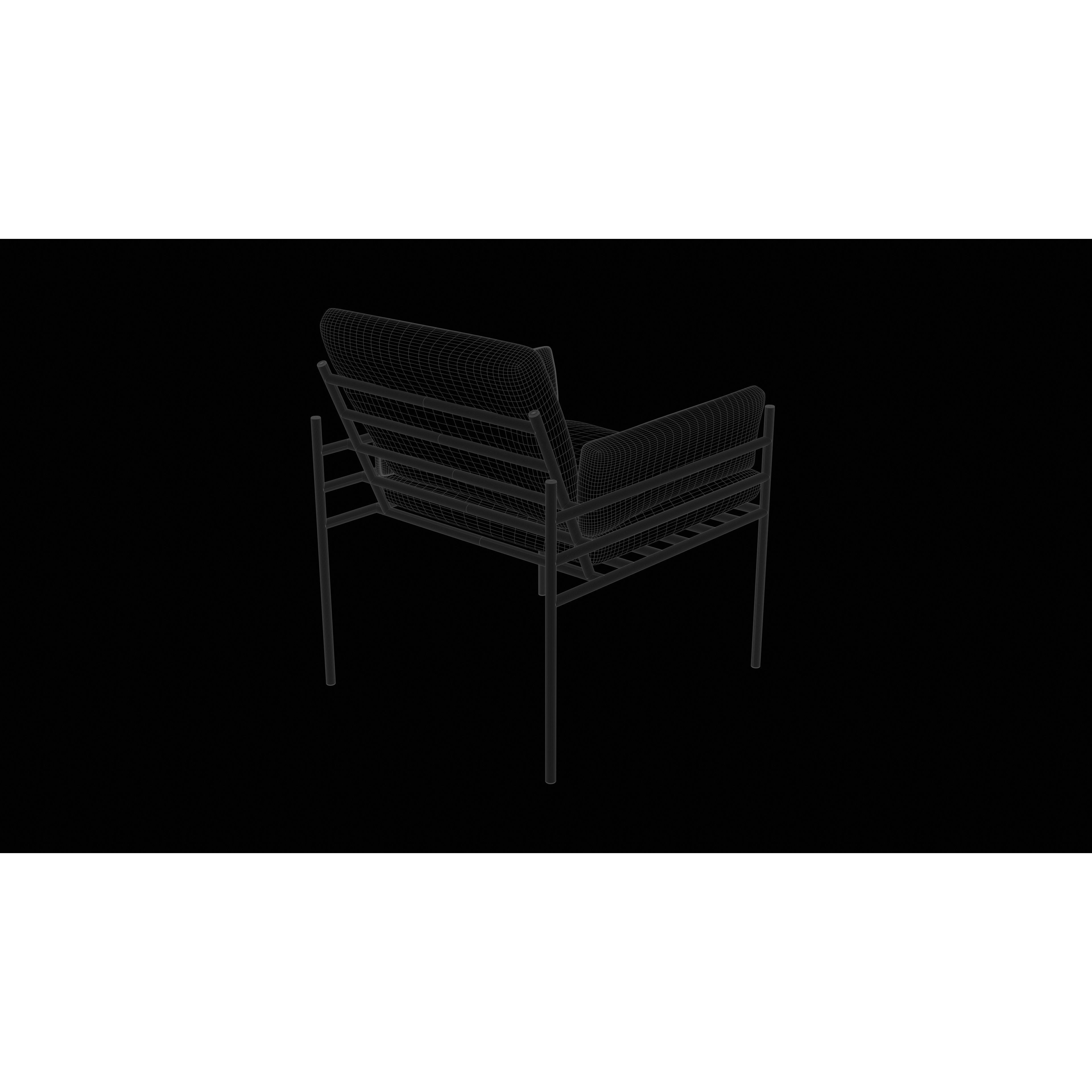 Light Blue Accent Chair - Low-Poly Game-Ready 3D Model - View 5